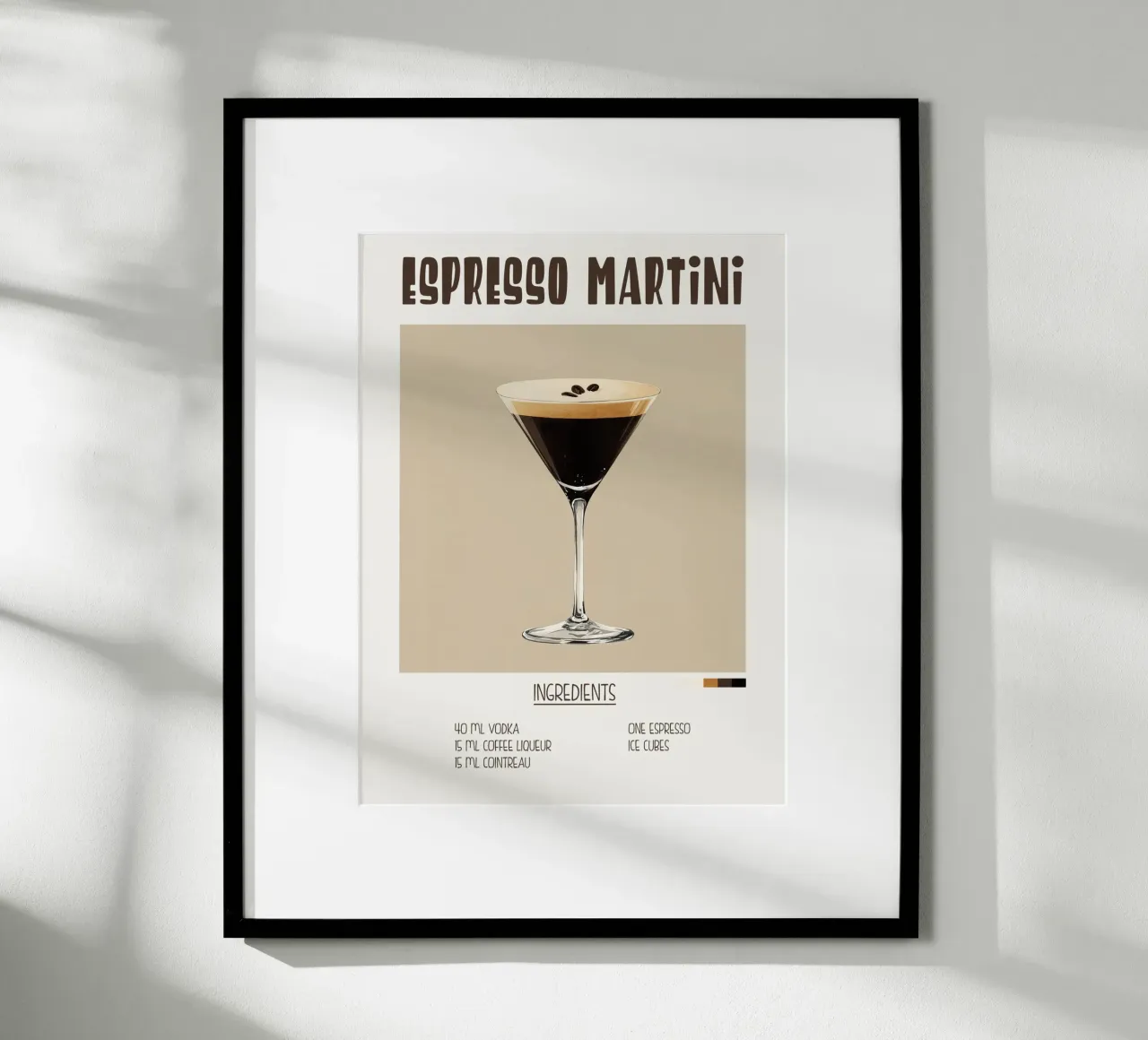 Affiche recette cocktail Espresso Martini hahnemühle by Cocktail Party