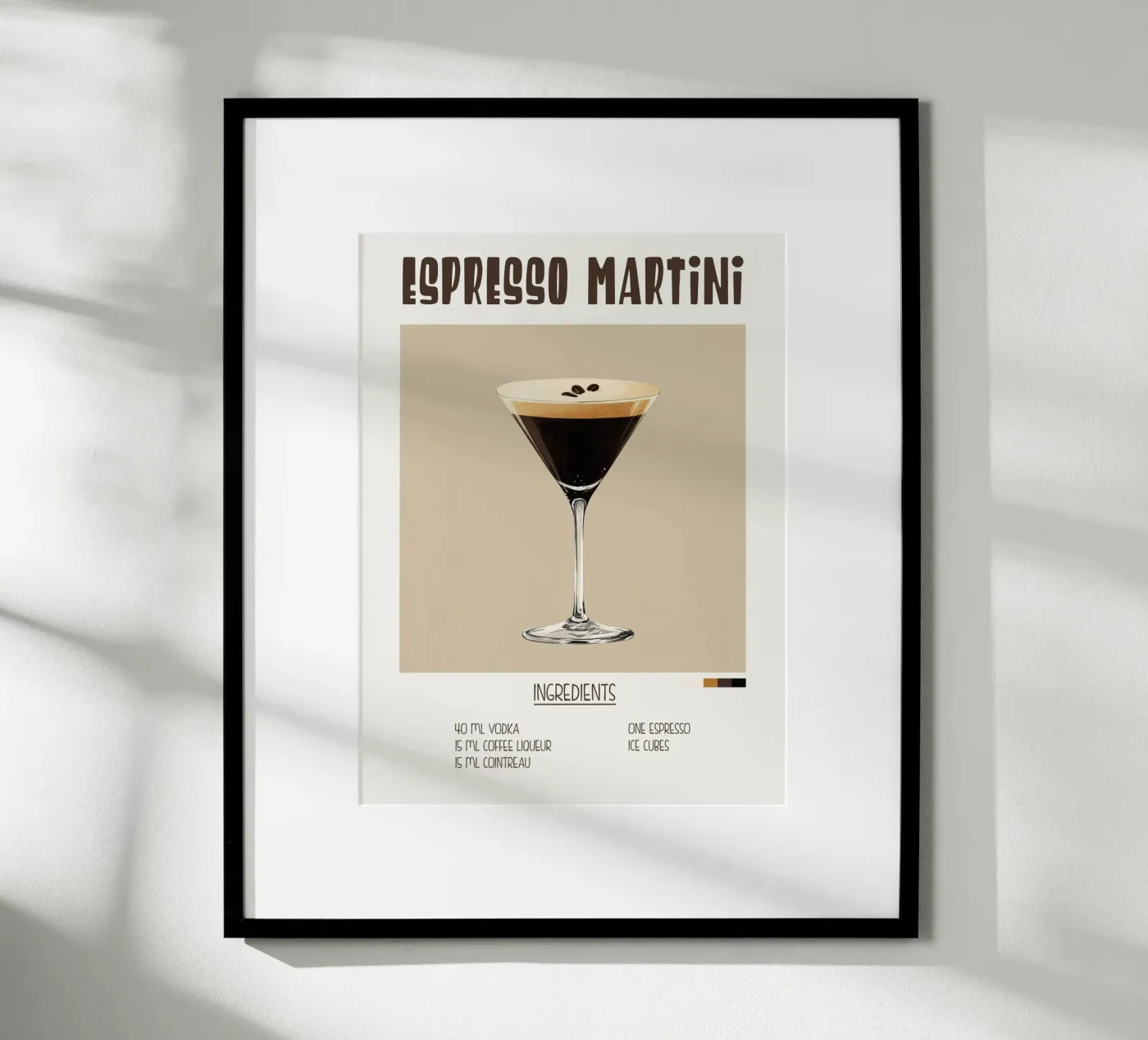 Affiche recette cocktail Espresso Martini carta hahnemühle da Cocktail Party
