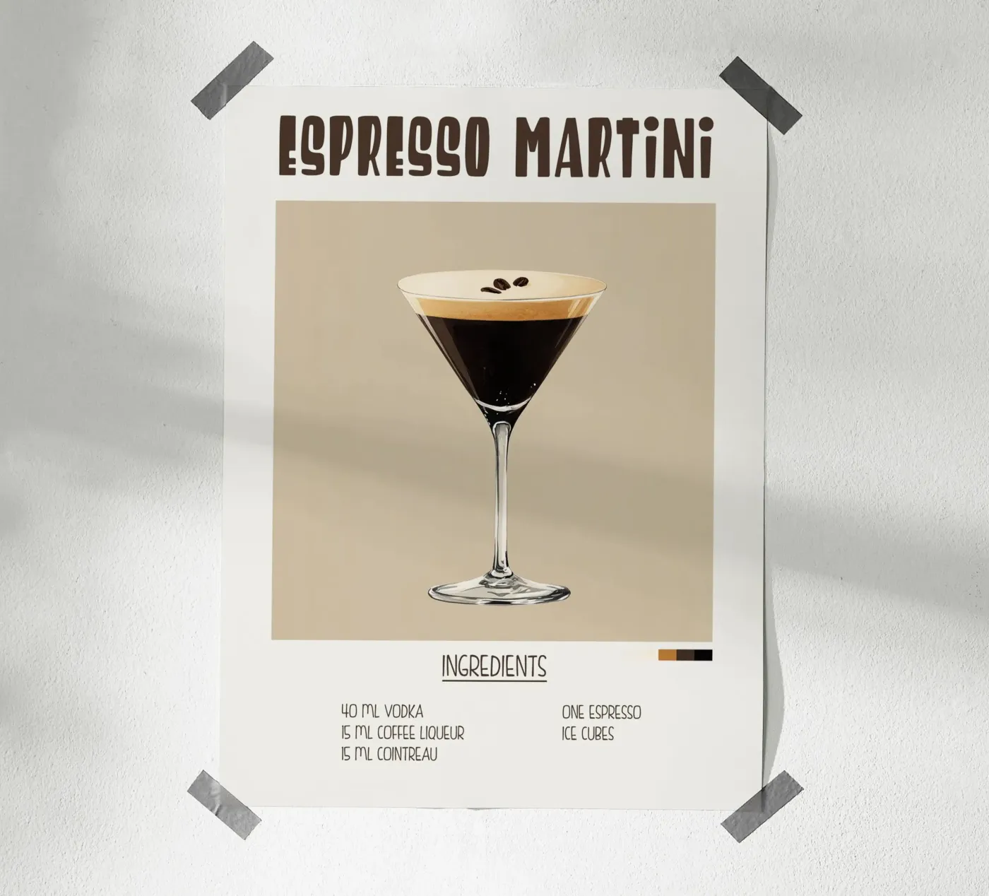 Affiche recette cocktail Espresso Martini carta hahnemühle da Cocktail Party