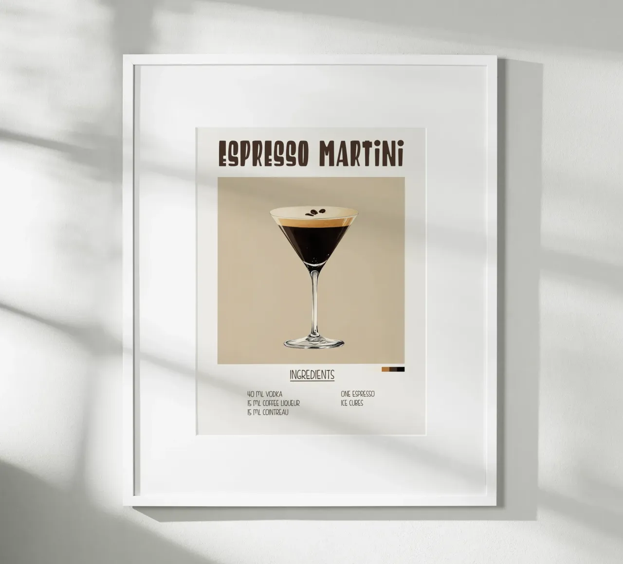 Affiche recette cocktail Espresso Martini hahnemühle by Cocktail Party