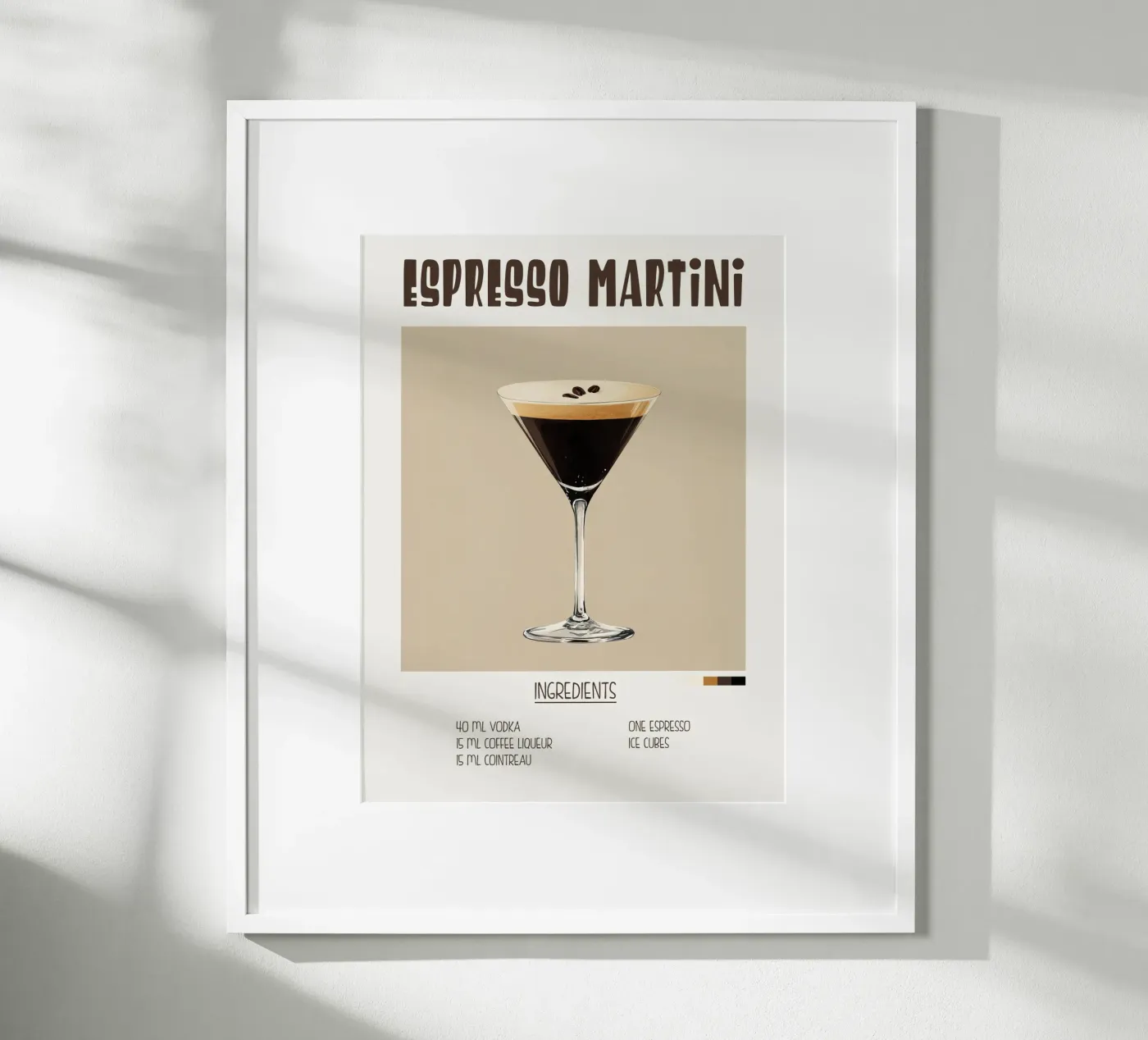 Affiche recette cocktail Espresso Martini carta hahnemühle da Cocktail Party