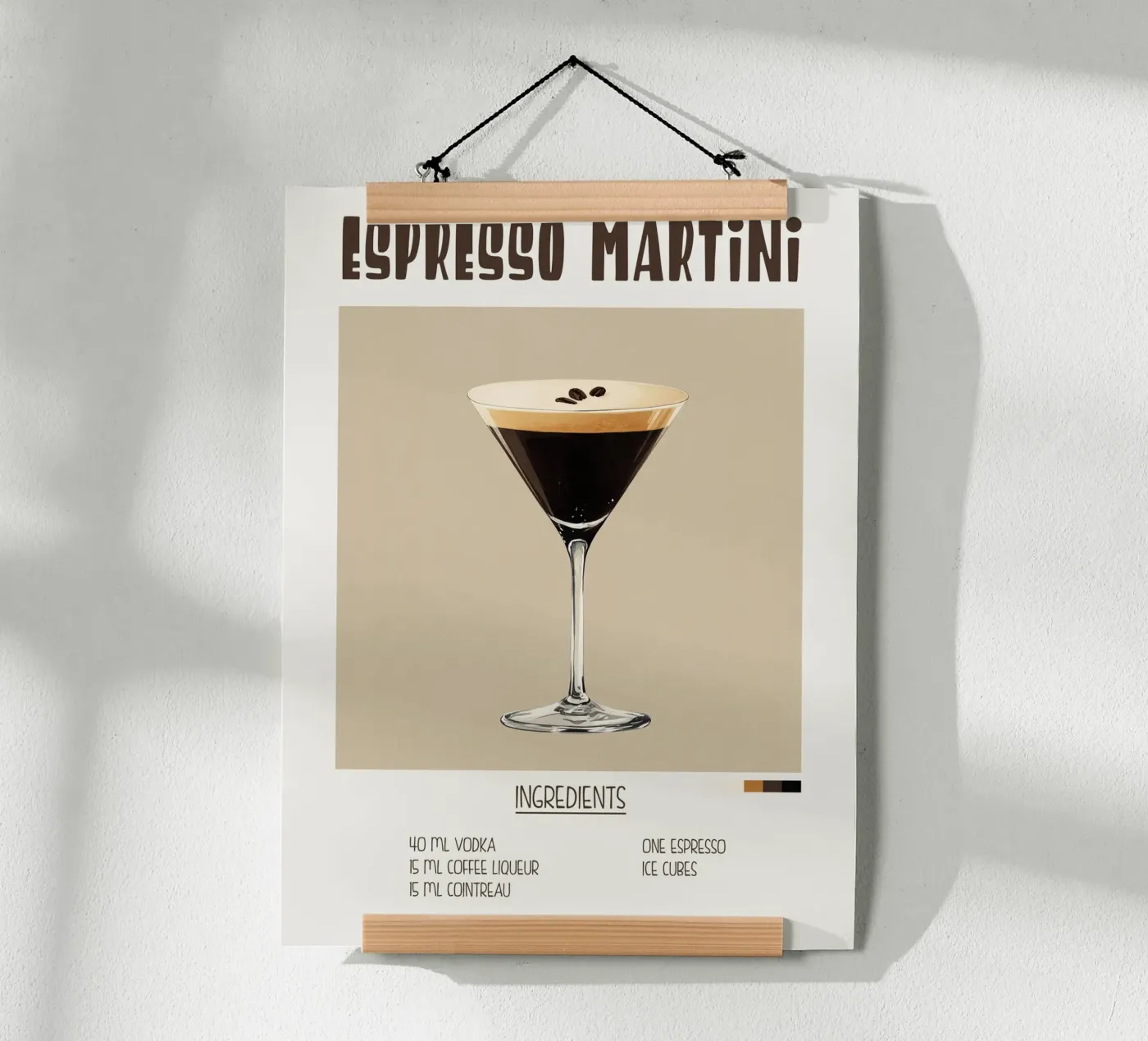 Affiche recette cocktail Espresso Martini carta hahnemühle da Cocktail Party