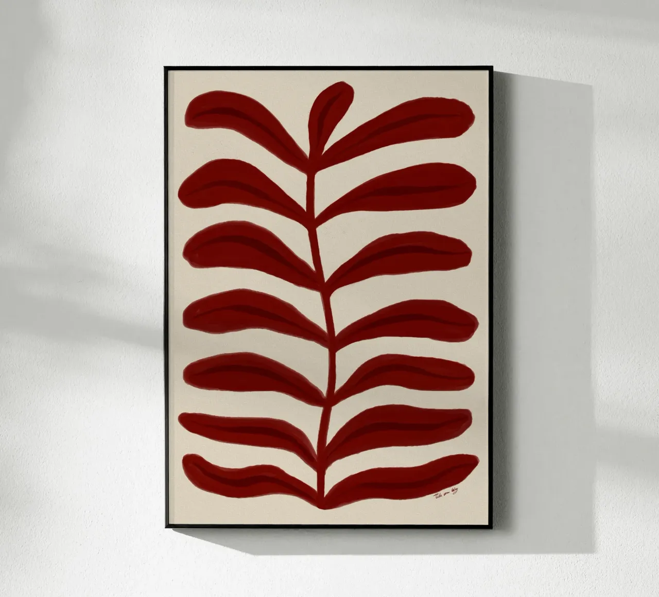 Leaf Abstraction red acryl van Tida vom Weg