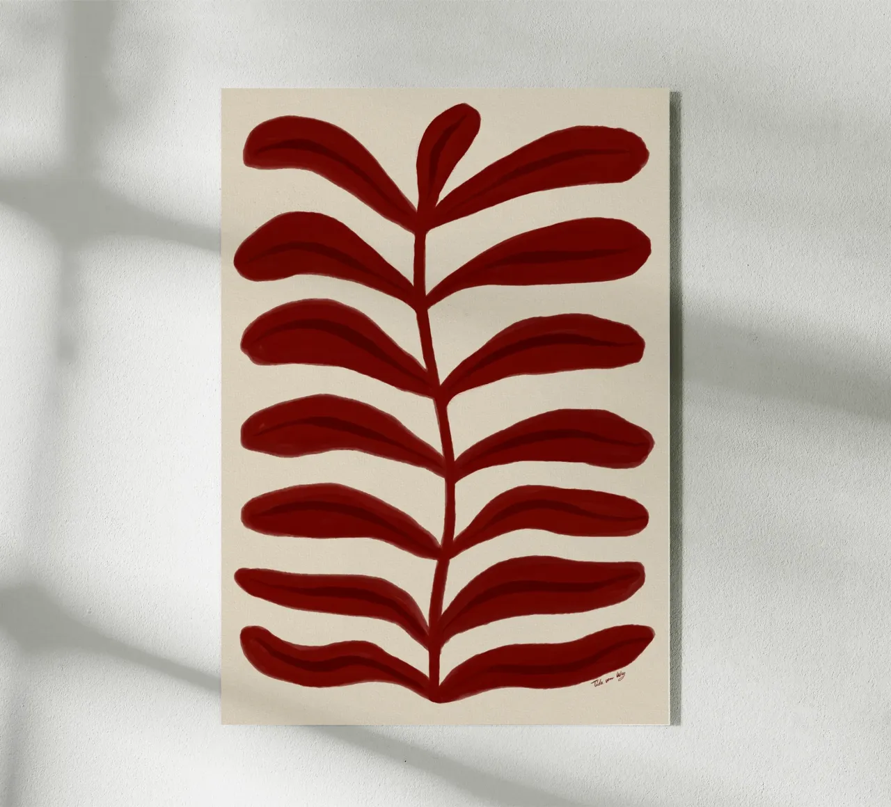 Leaf Abstraction red acryl van Tida vom Weg