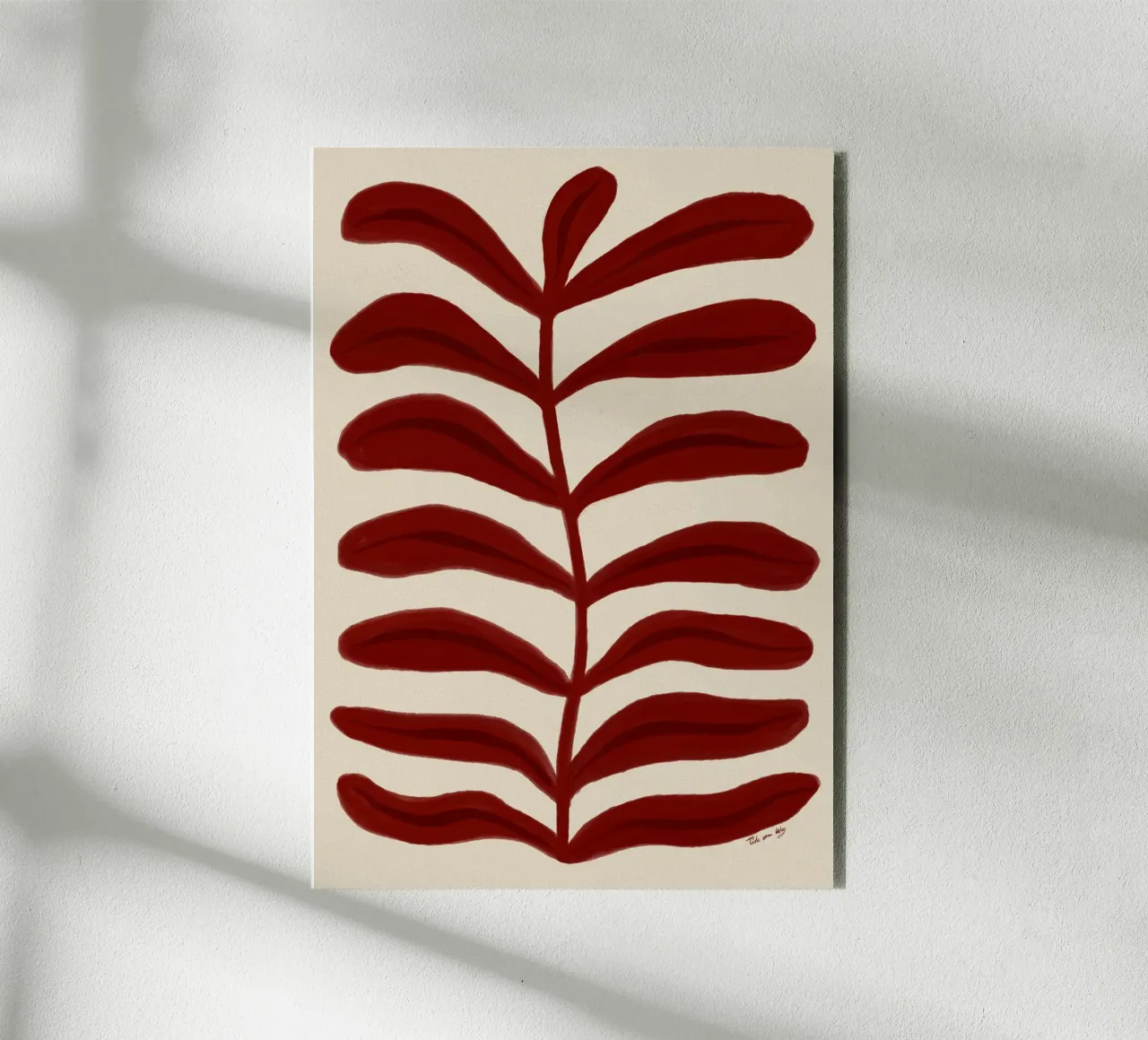 Leaf Abstraction red alluminio dibond da Tida vom Weg