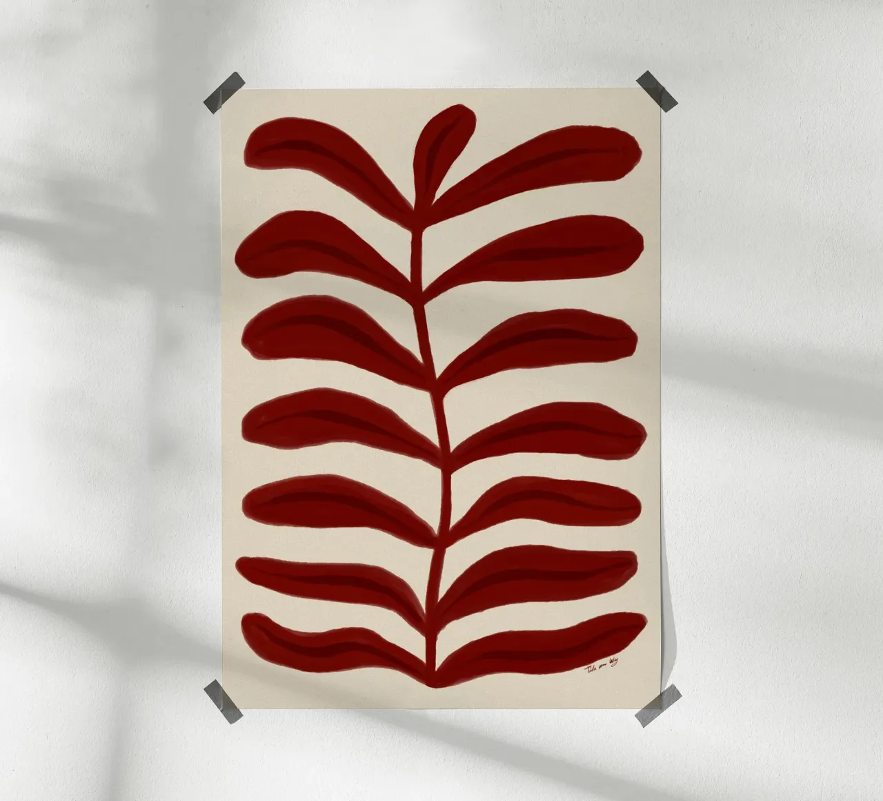 Leaf Abstraction red carta hahnemühle da Tida vom Weg