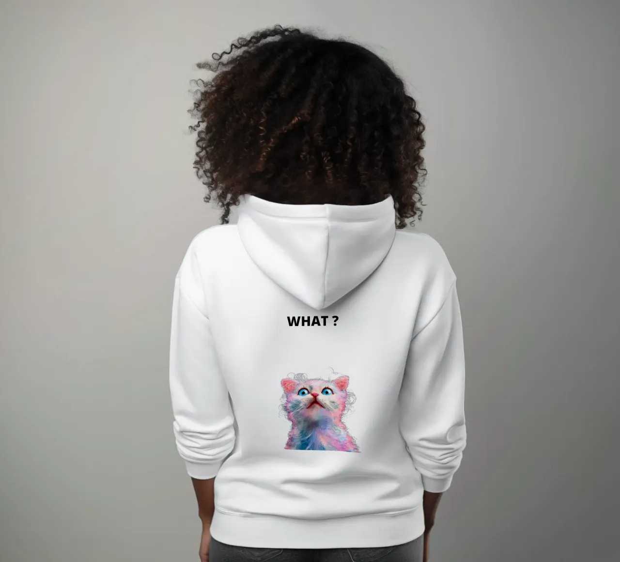What ? with the cat felpa con cappuccio da dinem