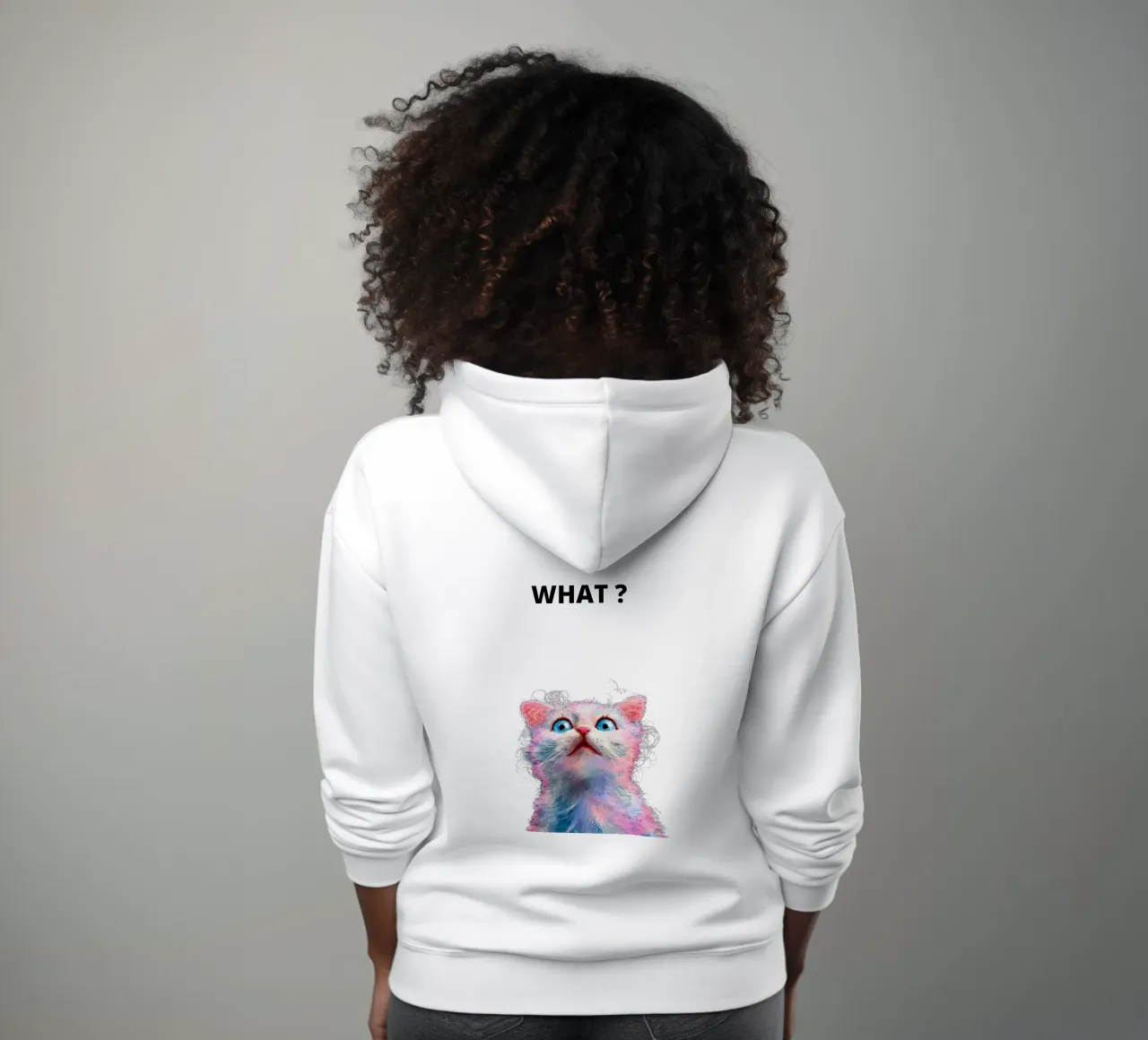 What ? with the cat felpa con cappuccio da dinem