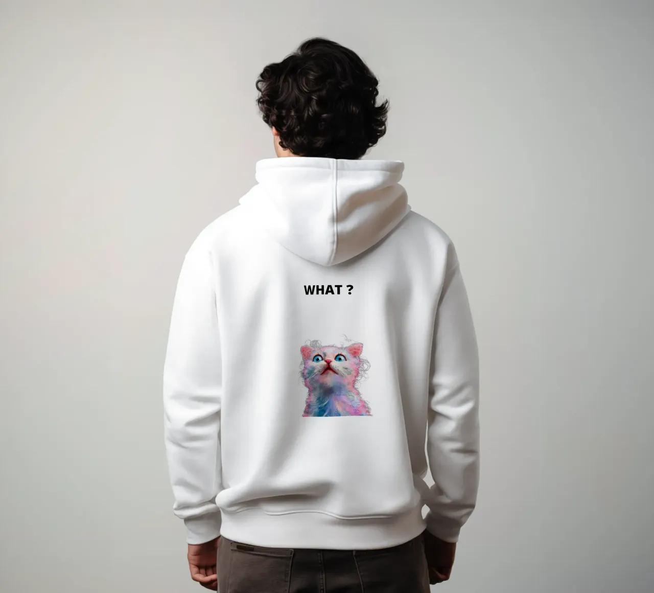What ? with the cat felpa con cappuccio da dinem