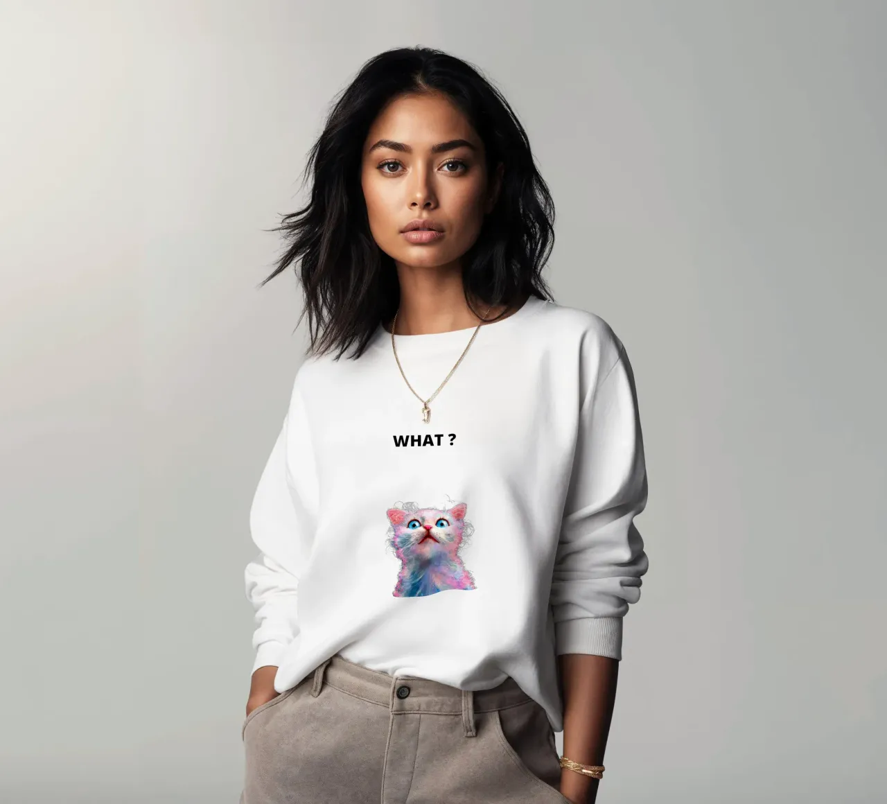 What ? with the cat sweatshirt by dinem