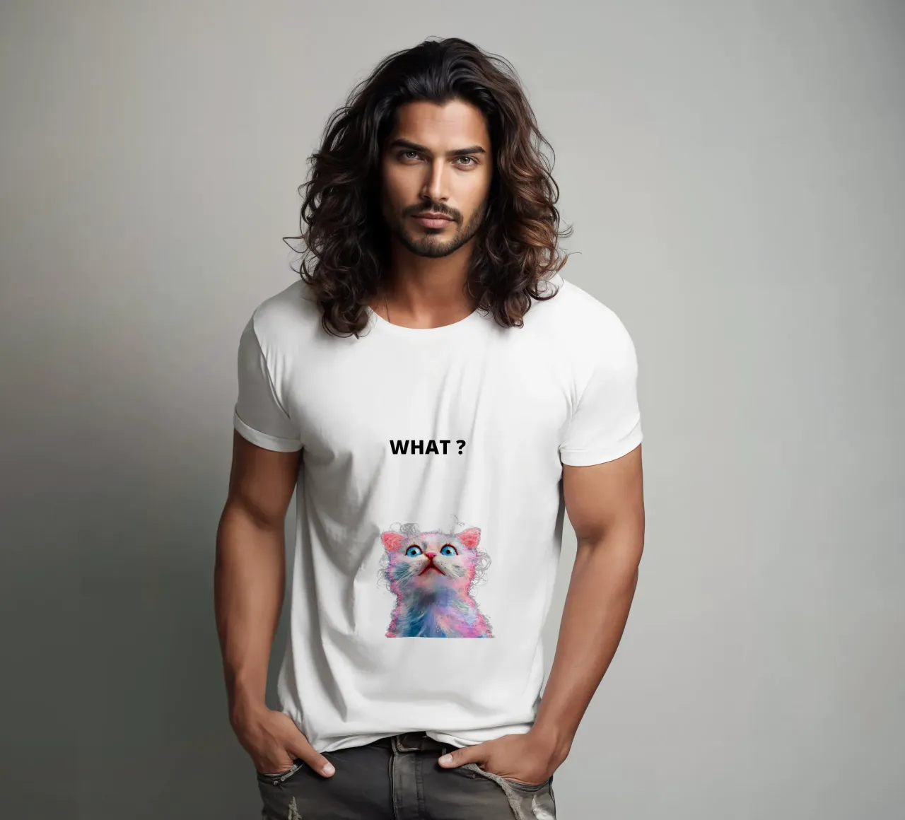 What ? with the cat t-shirt da dinem