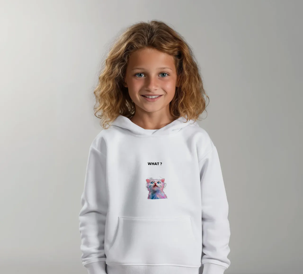 What ? with the cat felpa bambino con cappuccio da dinem