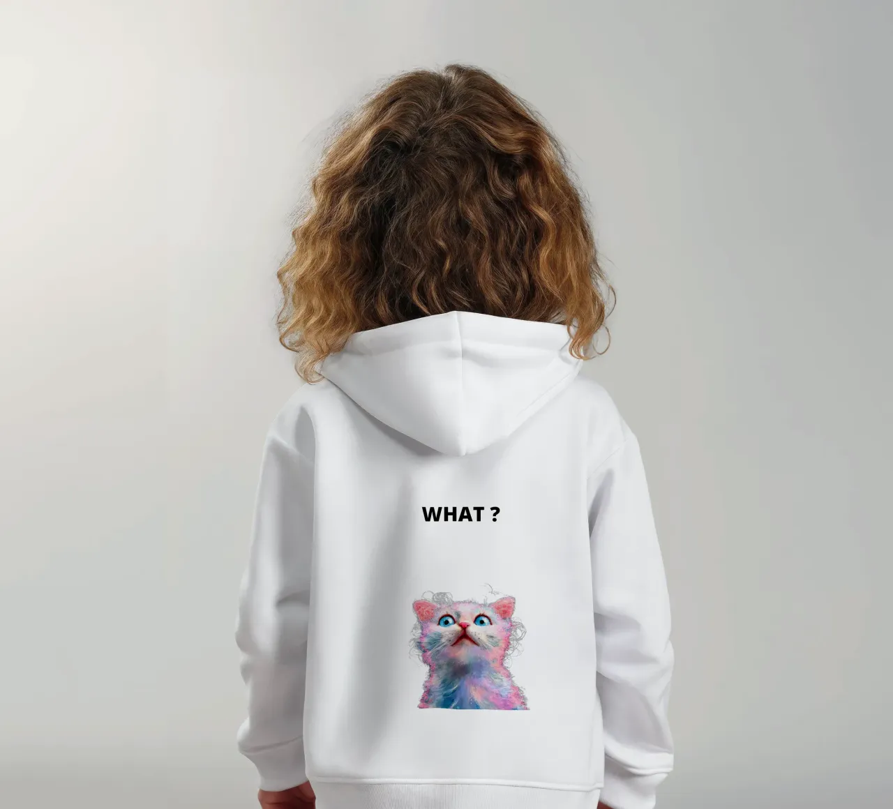 What ? with the cat felpa bambino con cappuccio da dinem