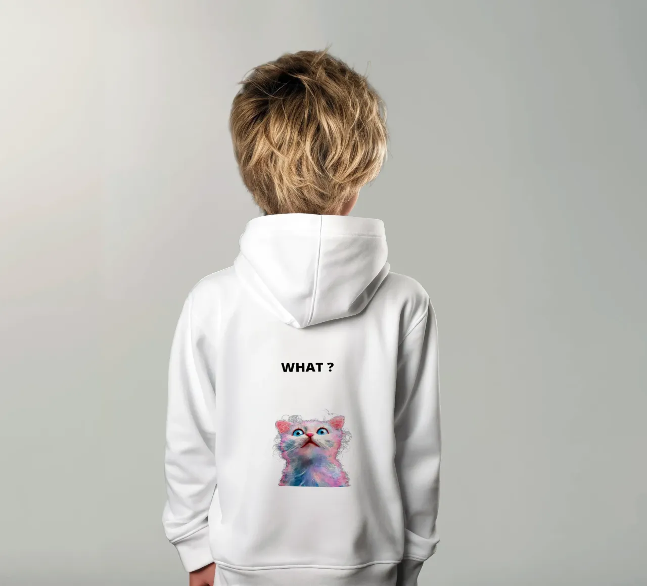 What ? with the cat felpa bambino con cappuccio da dinem