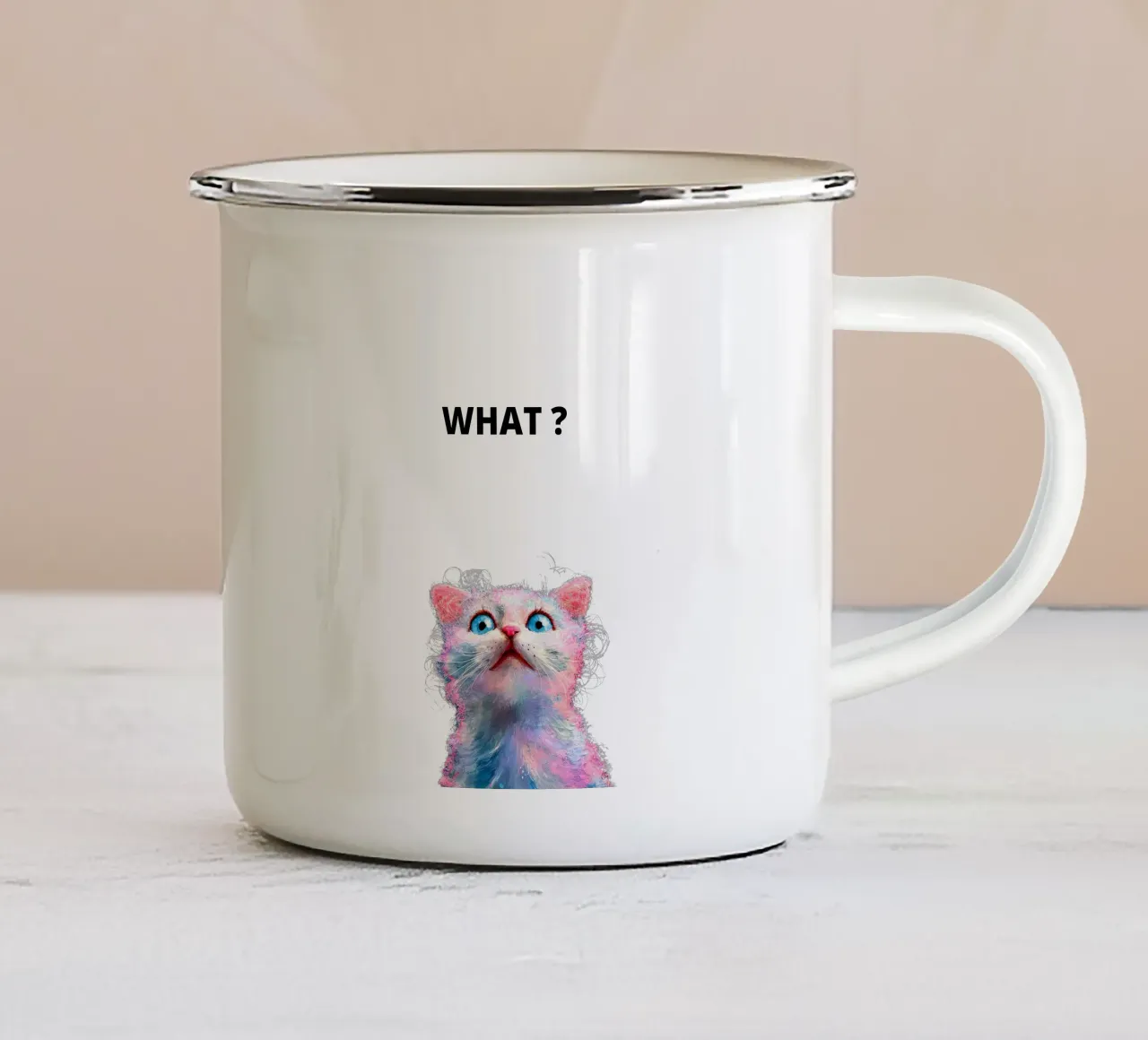 What ? with the cat tazza in smalto da dinem