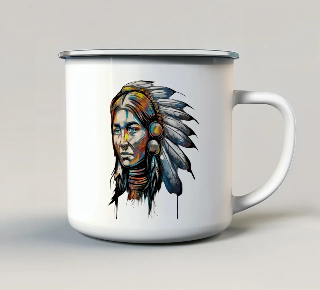 native american face tazza in smalto da dinem