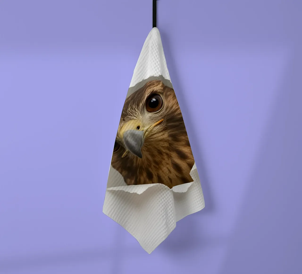 Buse curieuse jetant un coup d'œil à travers du papier - Hyper Realistic Art torchon de Cut-out Critter Gallery