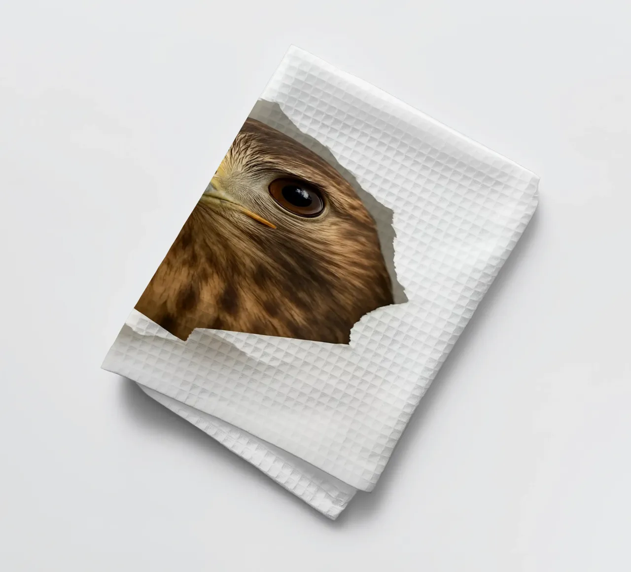 Buse curieuse jetant un coup d'œil à travers du papier - Hyper Realistic Art torchon de Cut-out Critter Gallery