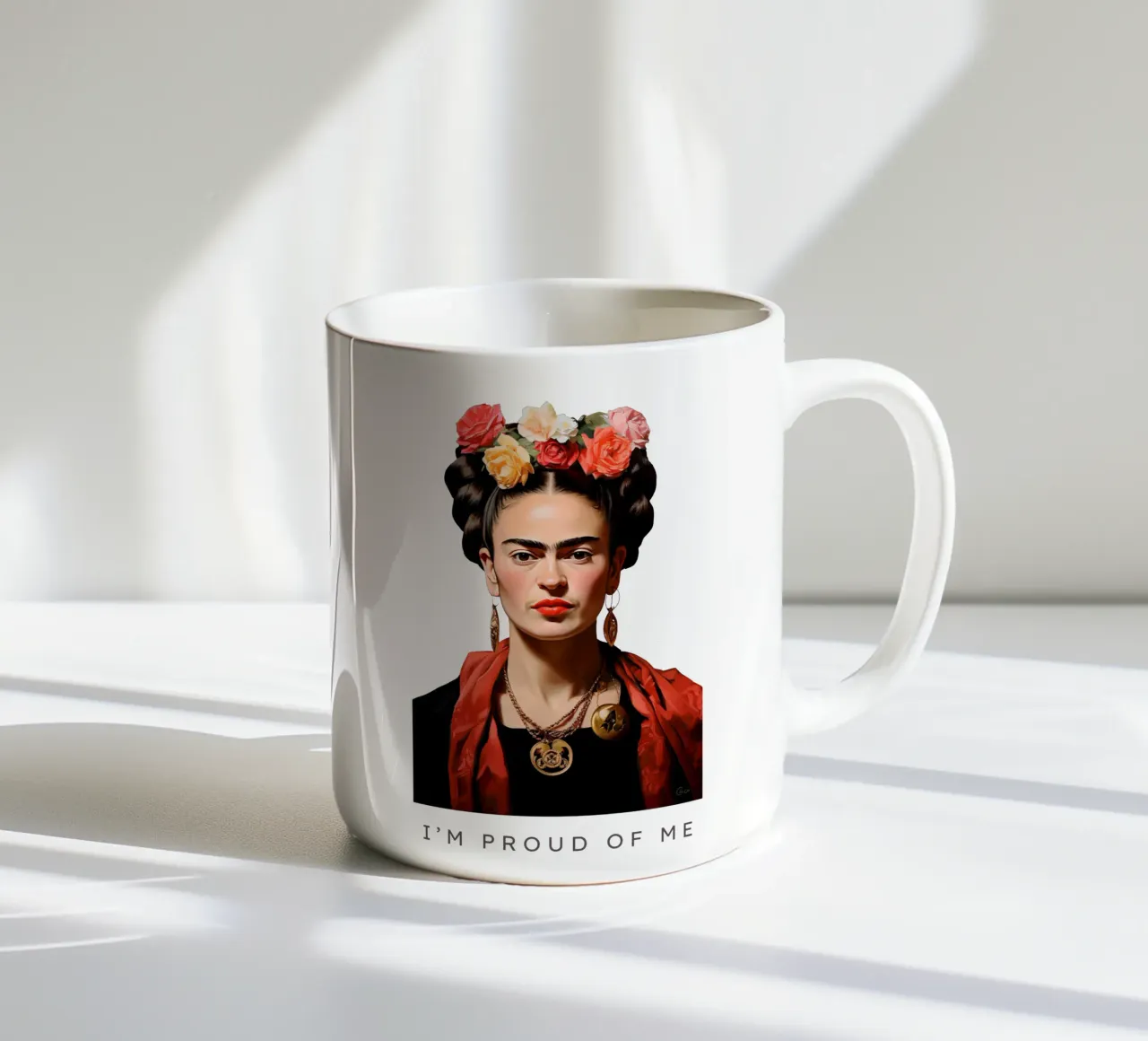 Frida Kahlo "Strength in Bloom" tazza in ceramica da Fantasias Florales