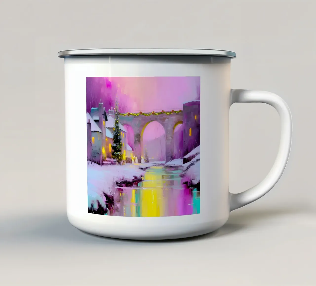 Pink Winter Bridge tazza in smalto da Roseberry Design