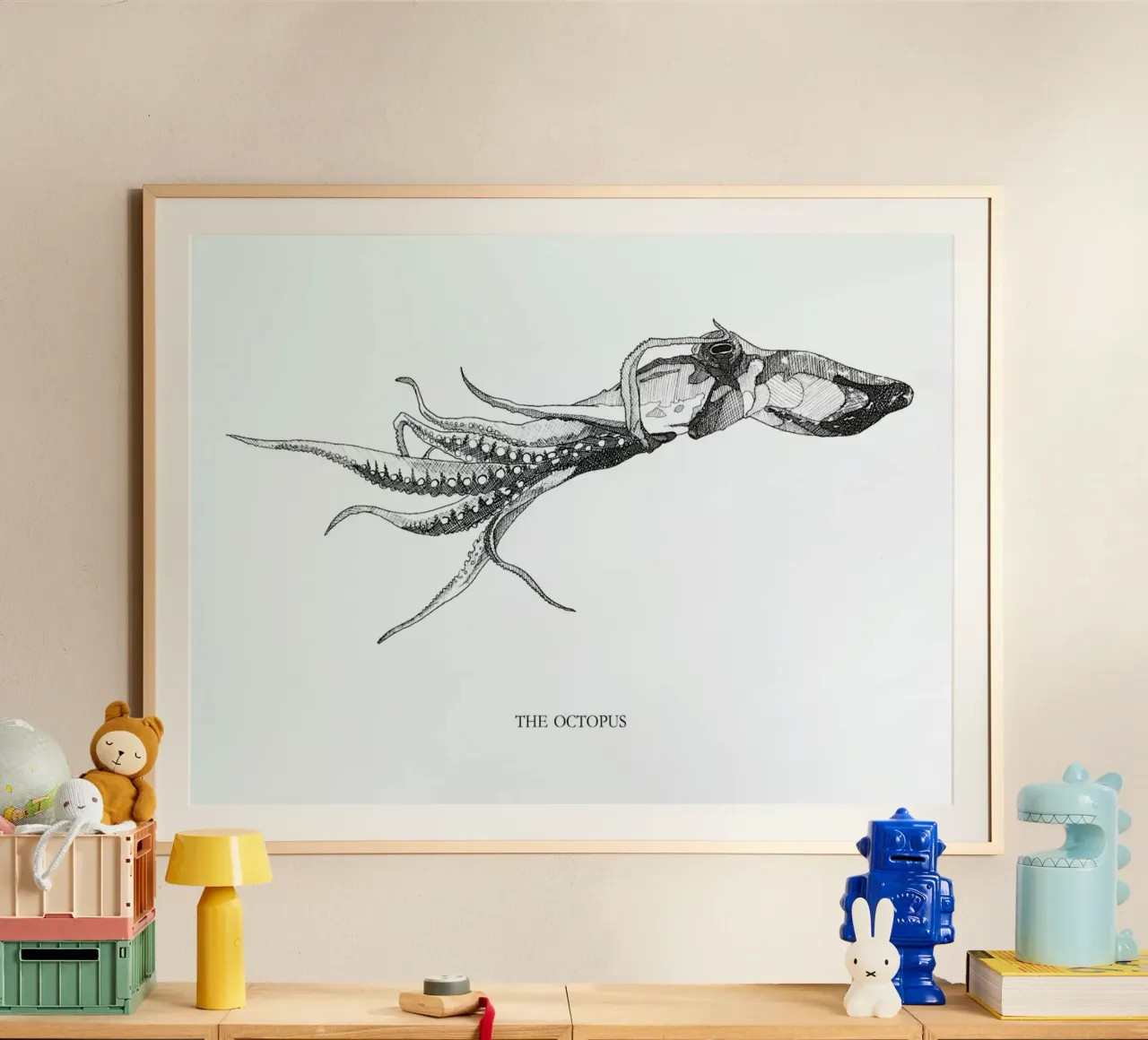 The Octopus poster con telaio in plastica da Mathilde Olsen