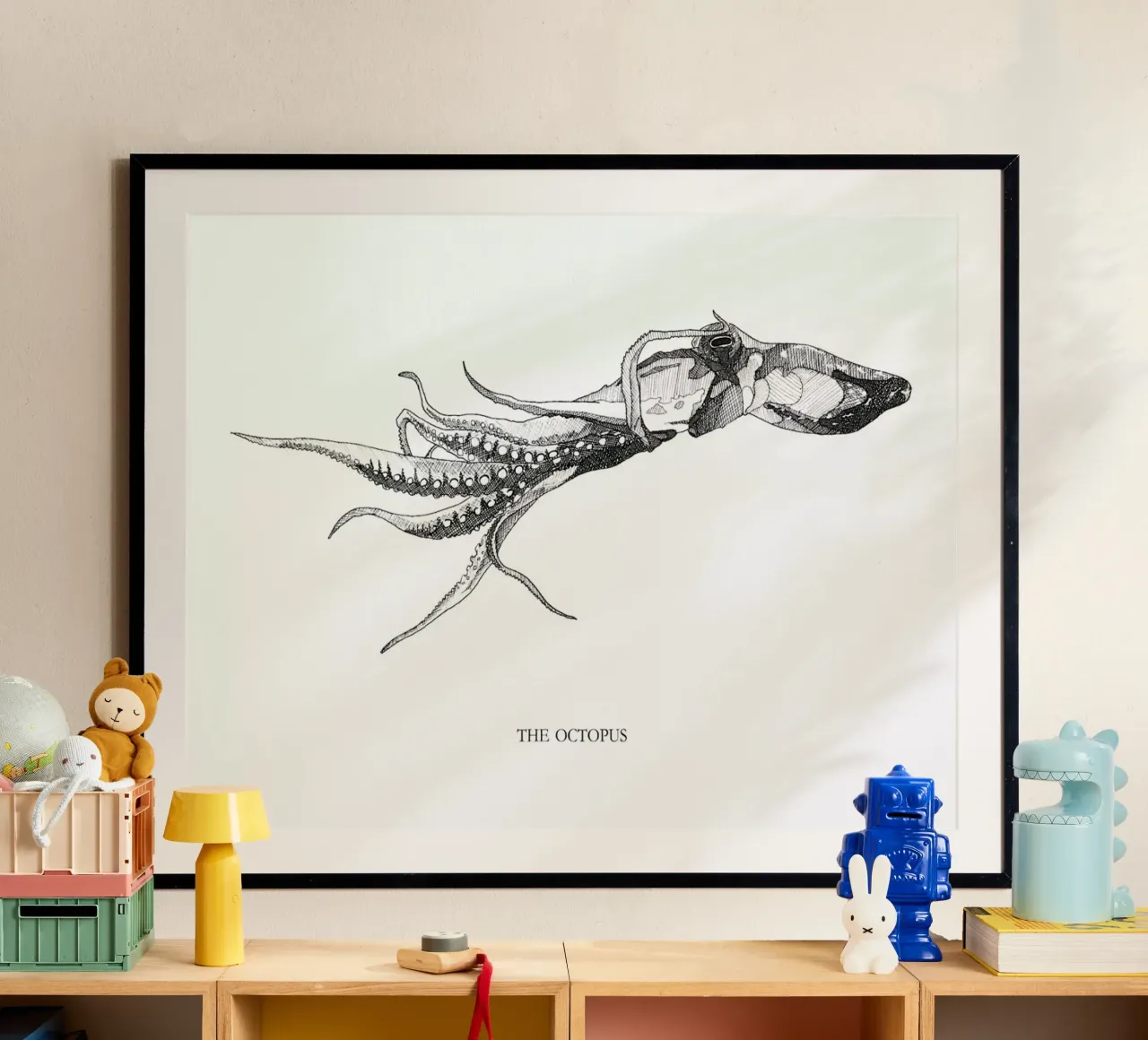 The Octopus poster con telaio in plastica da Mathilde Olsen