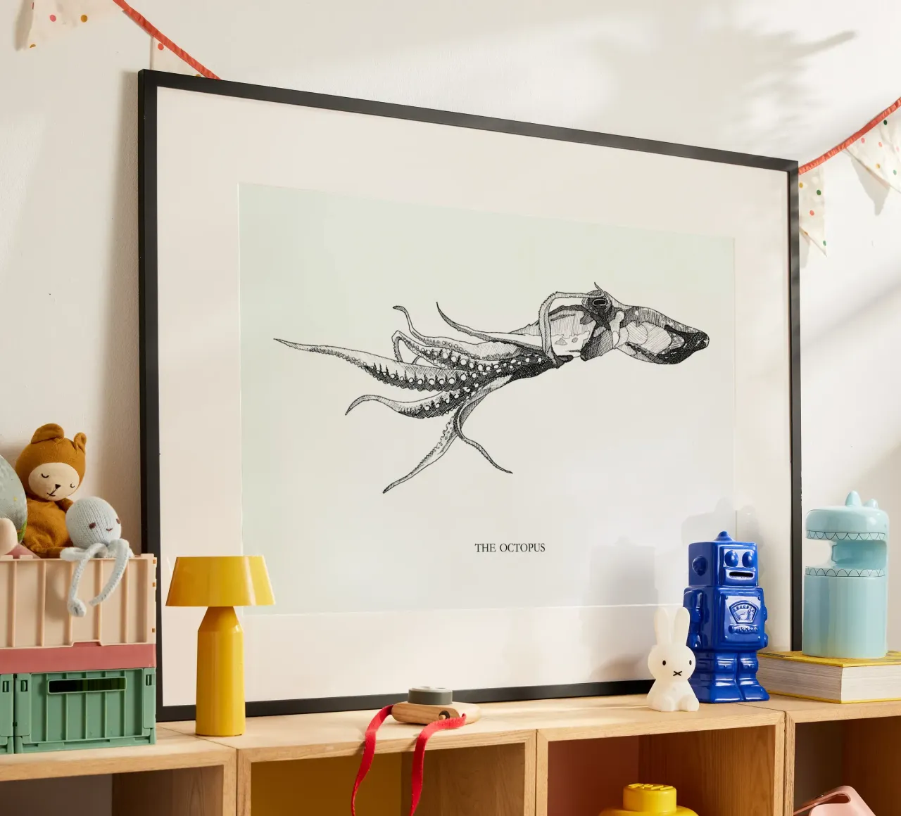 The Octopus poster con telaio in plastica da Mathilde Olsen