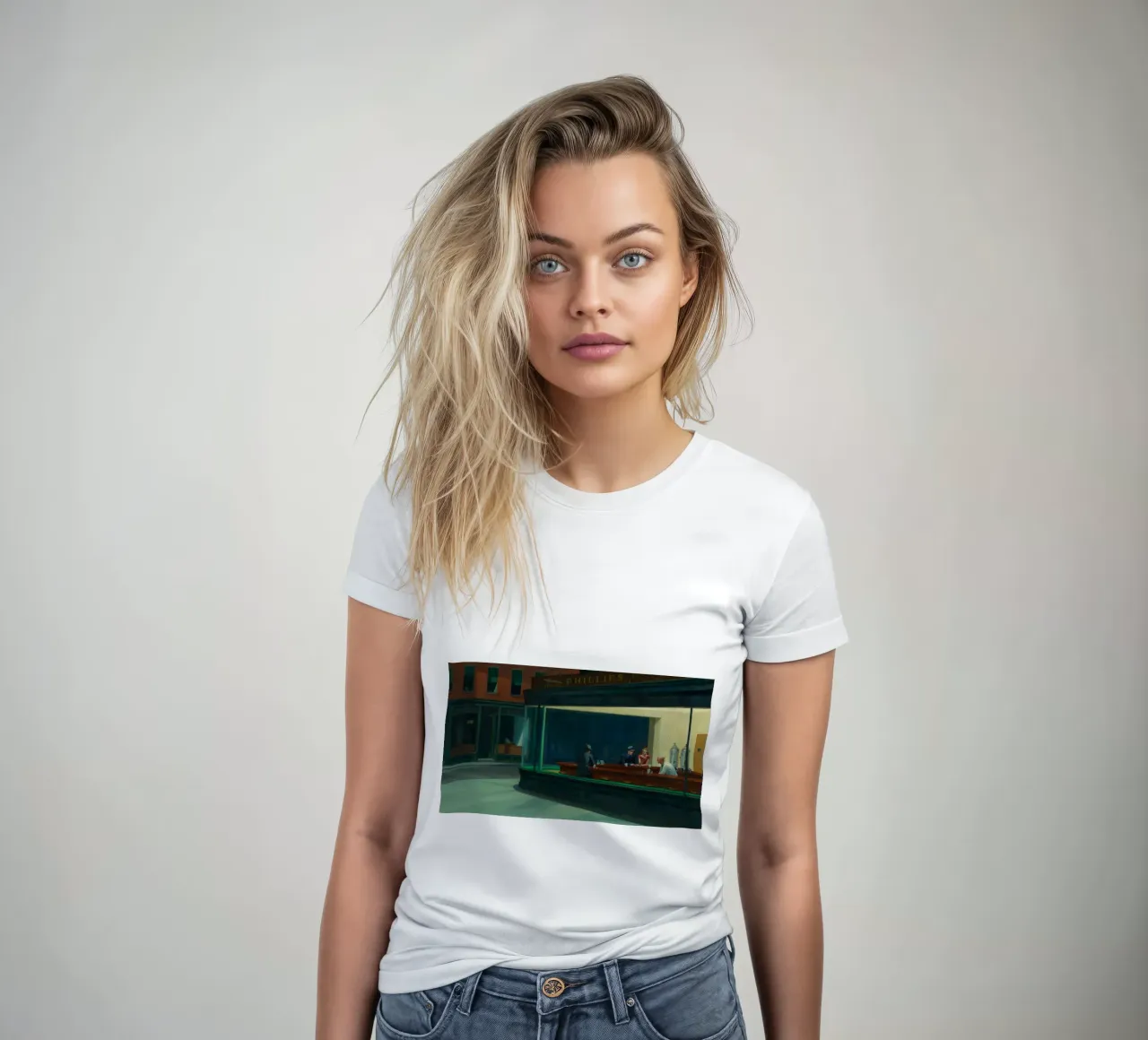 Edward Hopper - Nighthawks, 1942 t-shirt da donna da Timeless Artworks