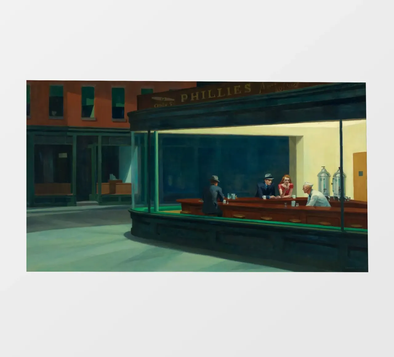 Edward Hopper - Nighthawks, 1942 pellicola backlit da Timeless Artworks