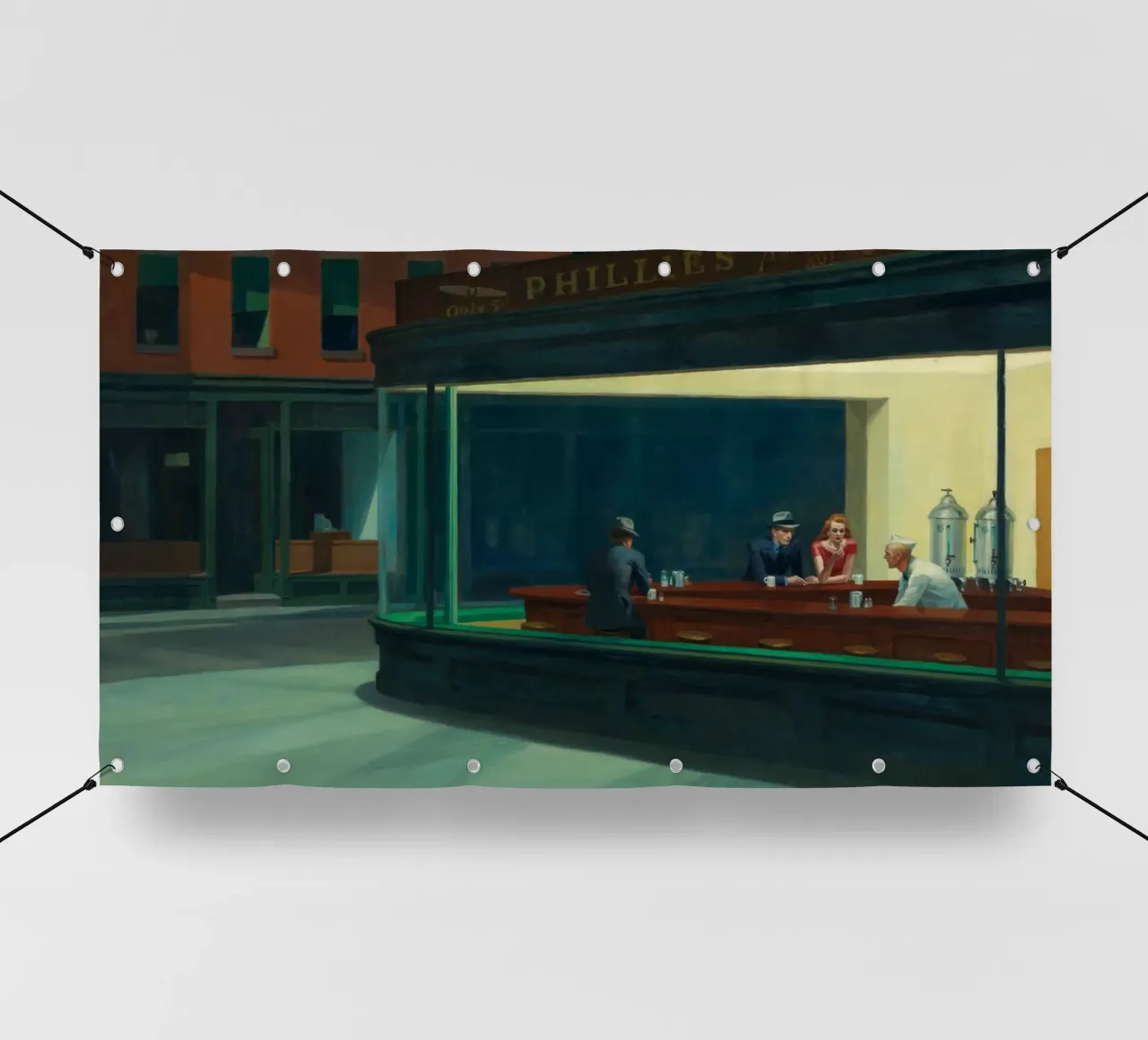 Edward Hopper - Nighthawks, 1942 telo in pvc da Timeless Artworks