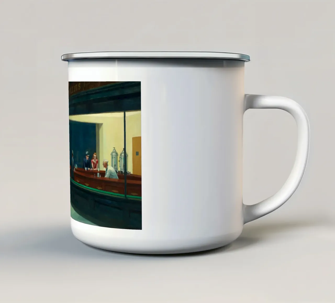 Edward Hopper - Nighthawks, 1942 tazza in smalto da Timeless Artworks