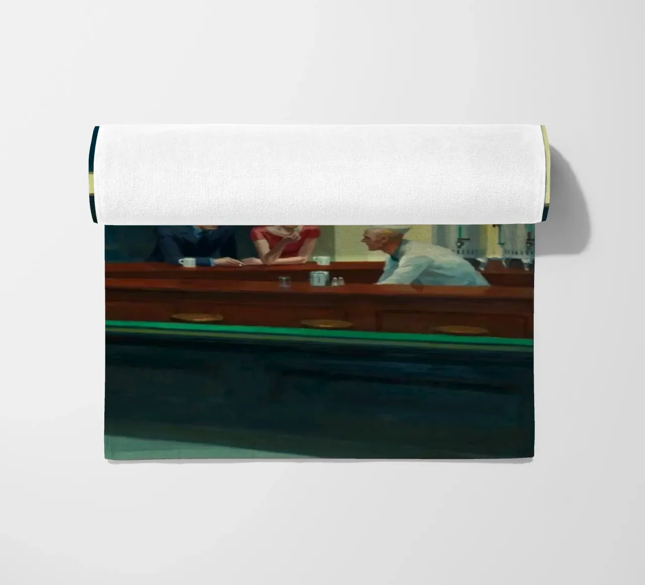 Edward Hopper - Nighthawks, 1942 beach towel by Timeless Artworks