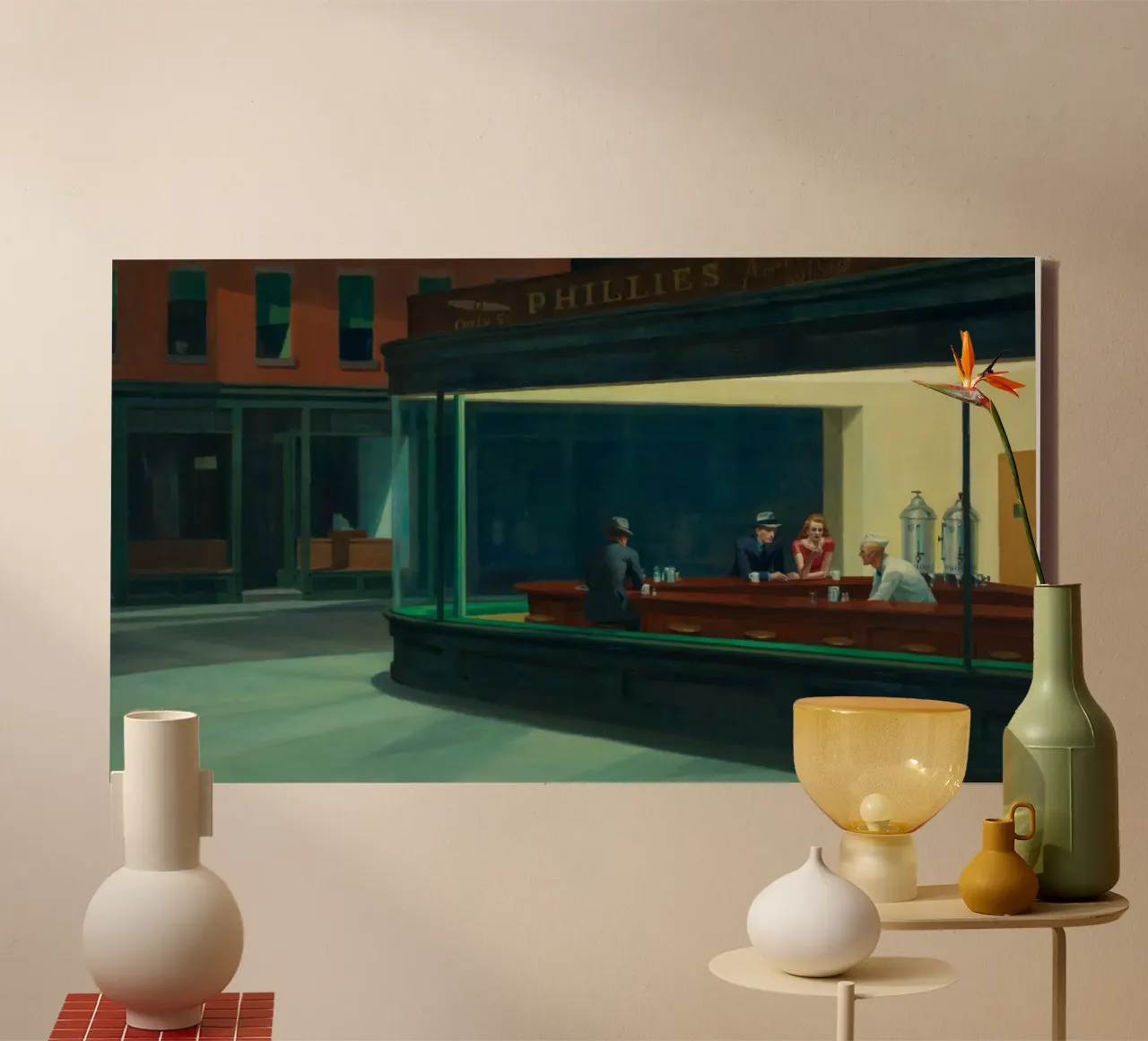 Edward Hopper - Nighthawks, 1942 tela con Cornice a cassetta da Timeless Artworks