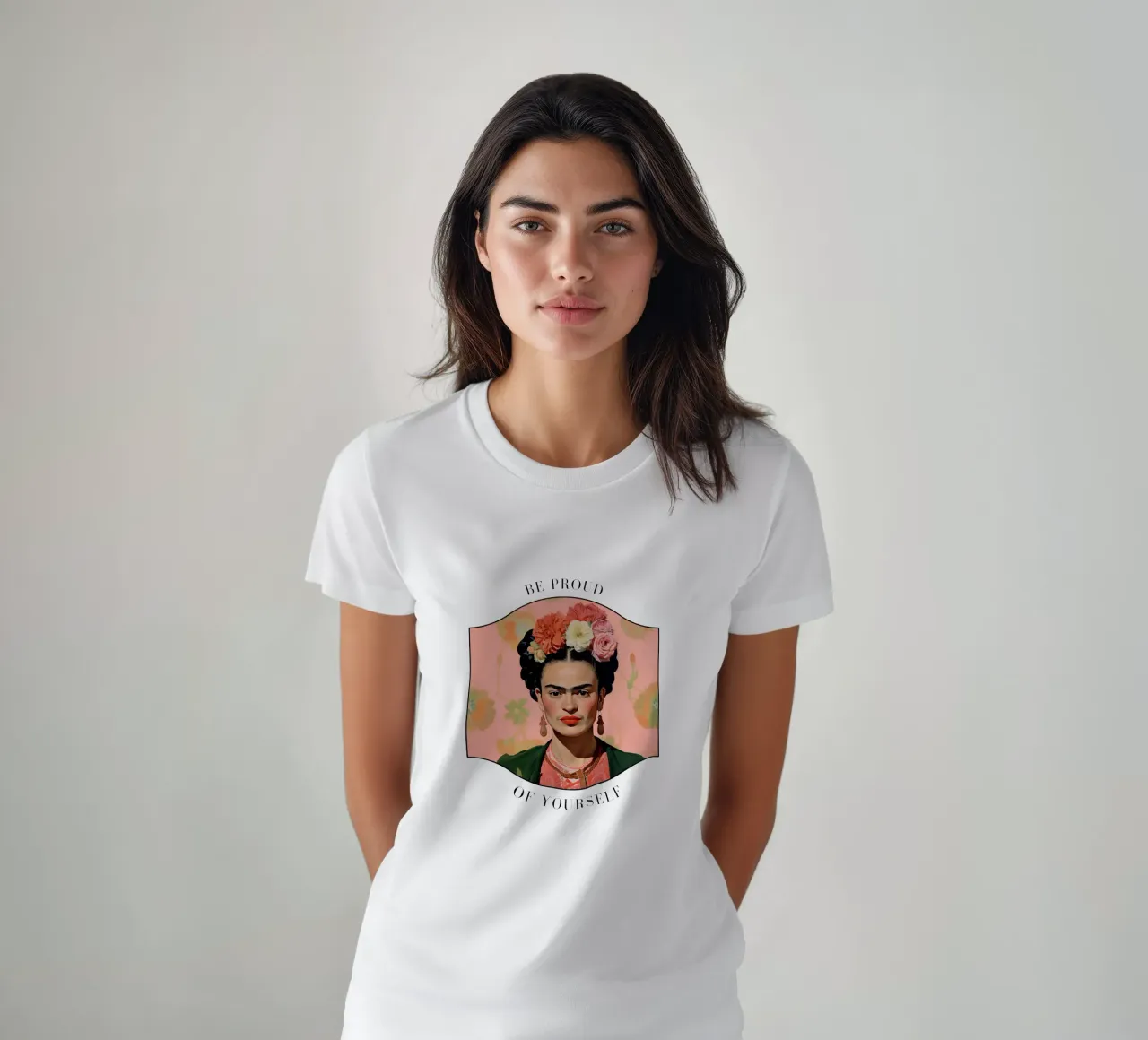 Frida Kahlo "Courage in Color" t-shirt da Fantasias Florales