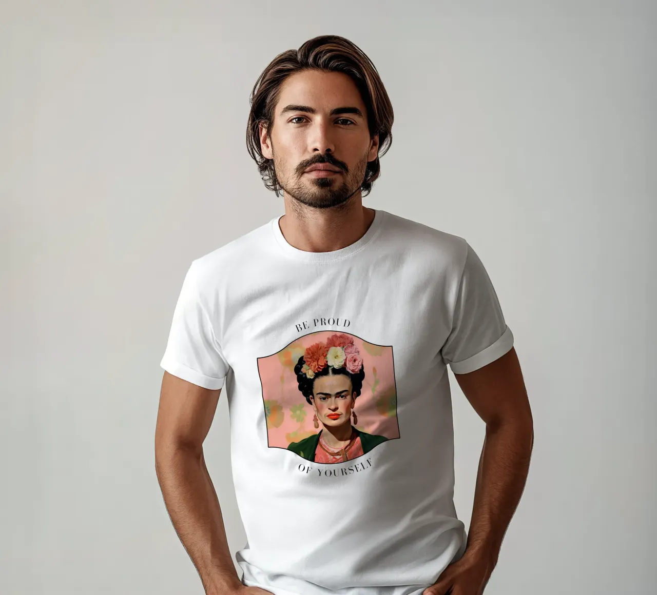 Frida Kahlo "Courage in Color" t-shirt da Fantasias Florales