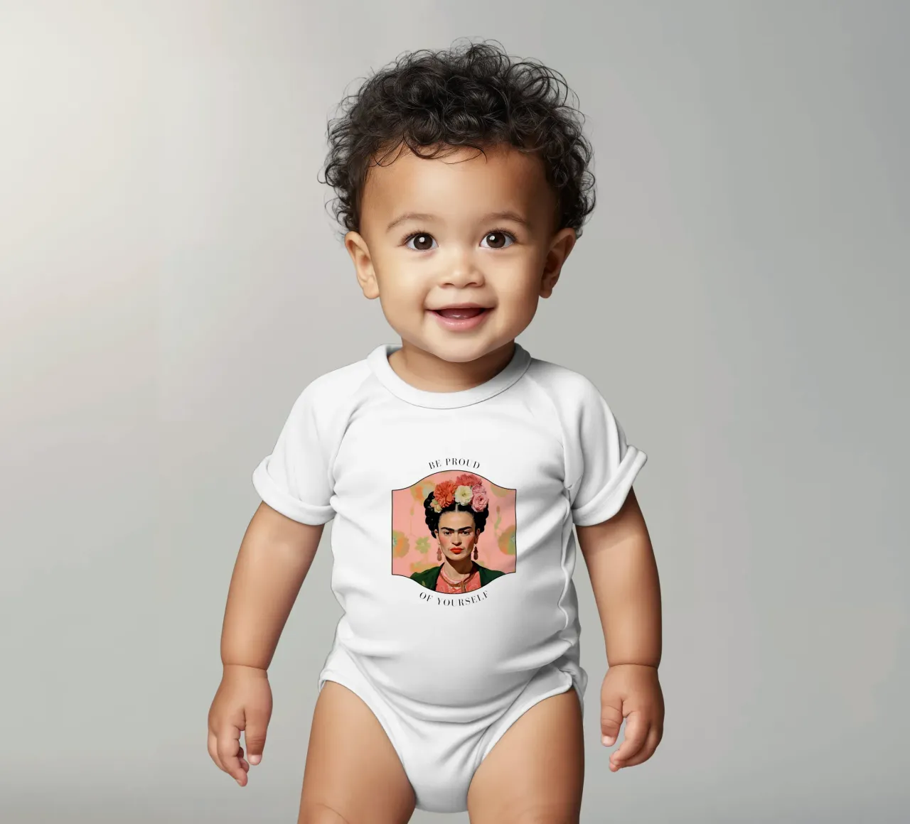 Frida Kahlo "Courage in Color" body neonato maniche corte da Fantasias Florales