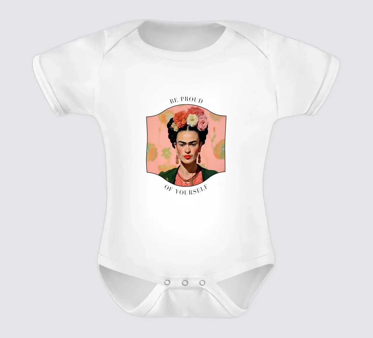 Frida Kahlo "Courage in Color" body neonato maniche corte da Fantasias Florales