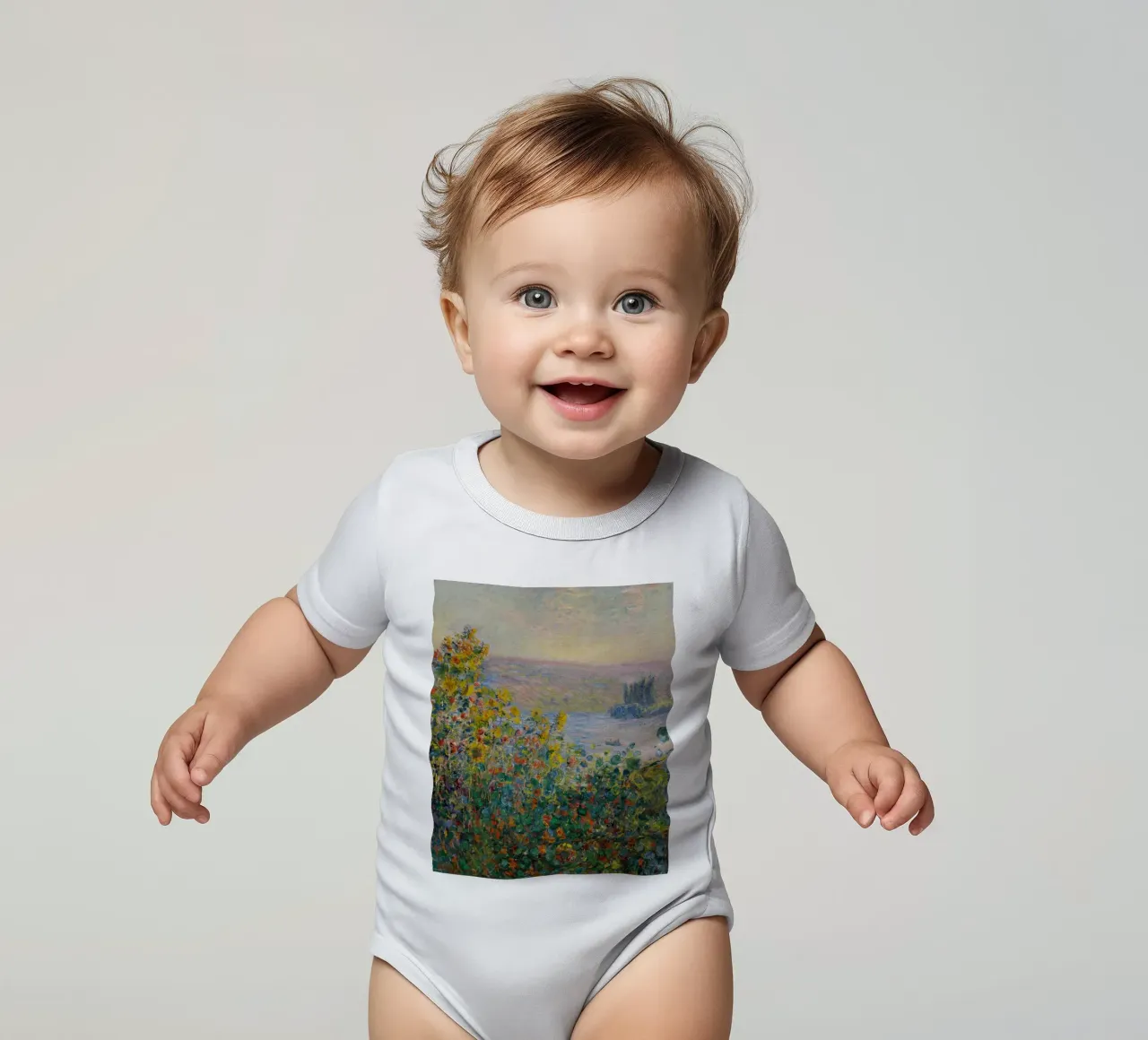 Claude Monet - Aiuole di fiori a Vétheuil body neonato maniche corte da Timeless Artworks