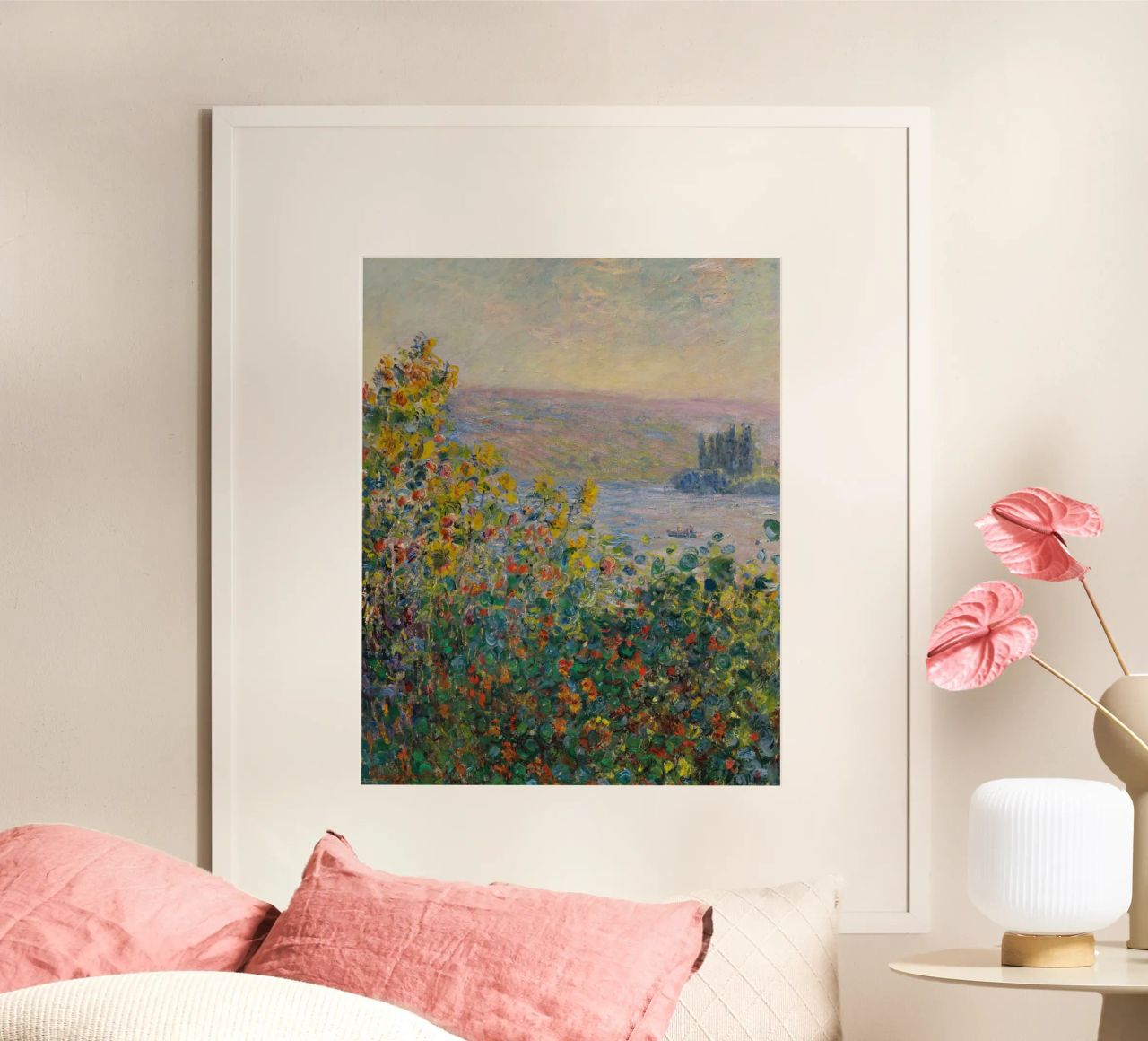 Claude Monet - Parterres de fleurs à Vétheuil poster de Timeless Artworks