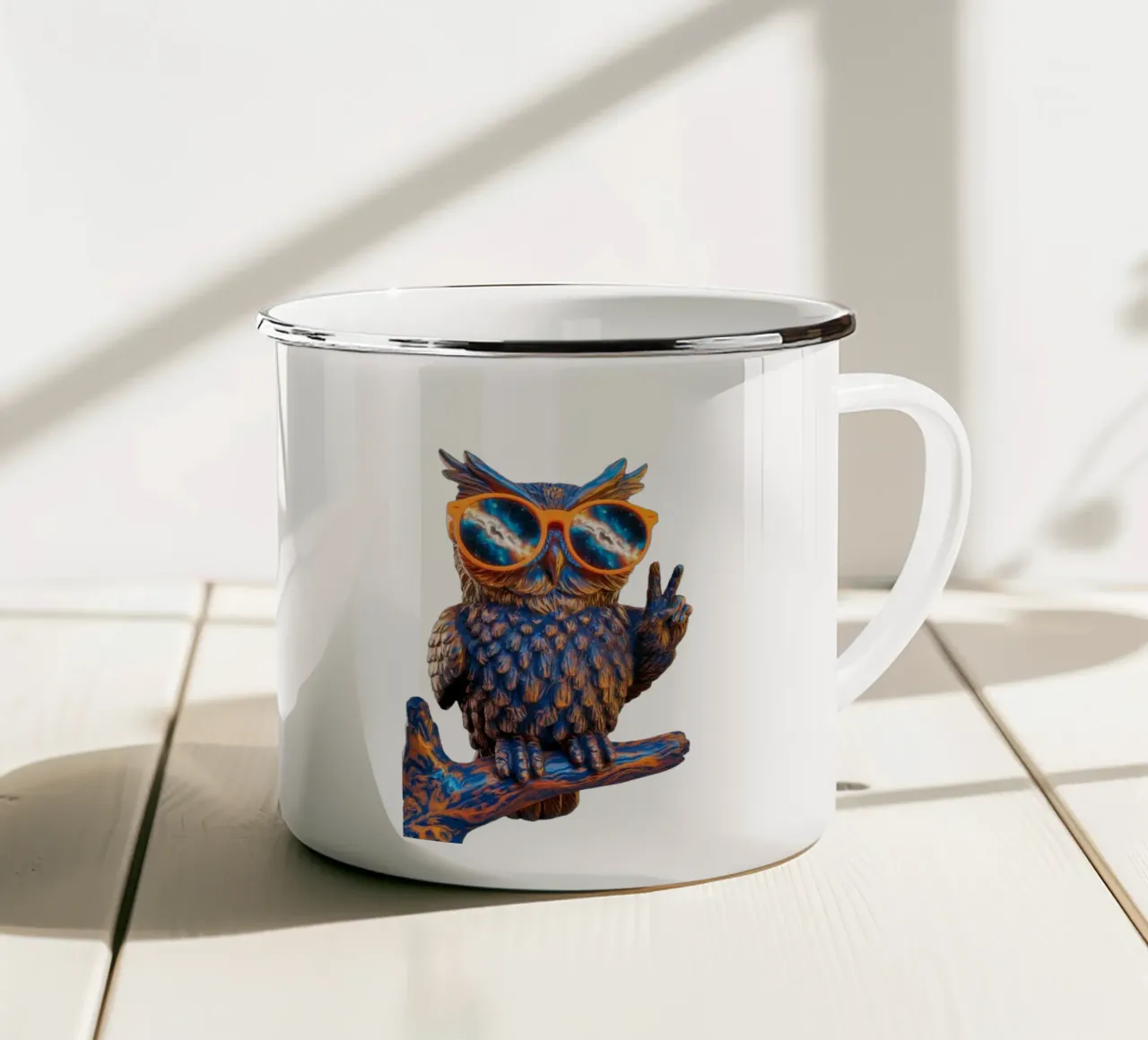 GUFO FREDDO ZEN tazza in smalto da dinem