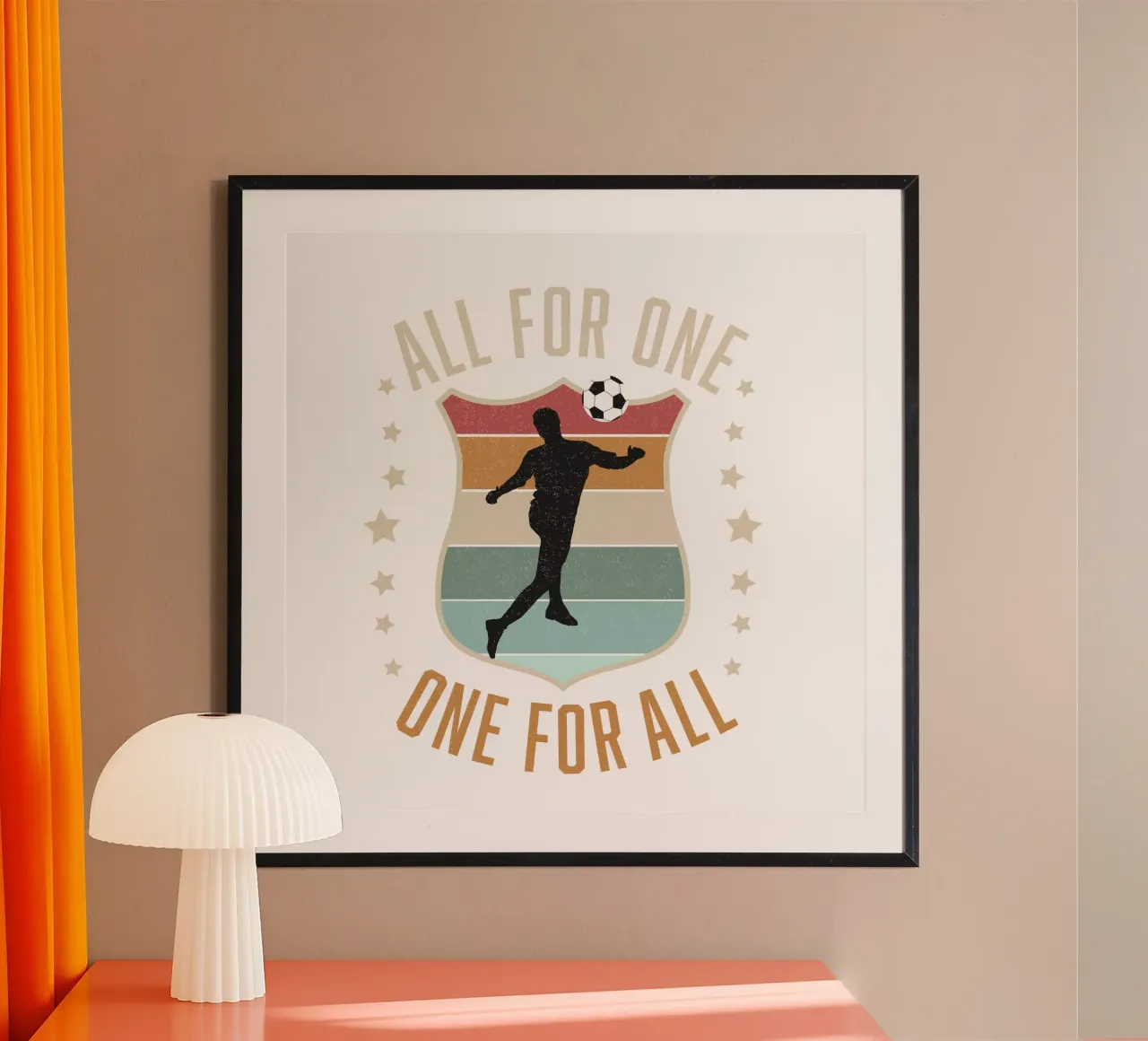 Spirito di squadra: uno per tutti, tutti per uno. poster con telaio in alluminio da CalliLetters