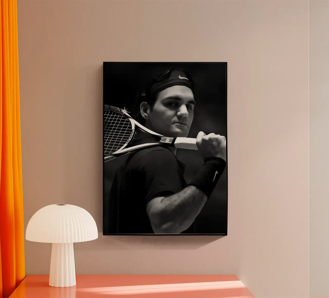 Roger Federer plexiglass da Black White Poster