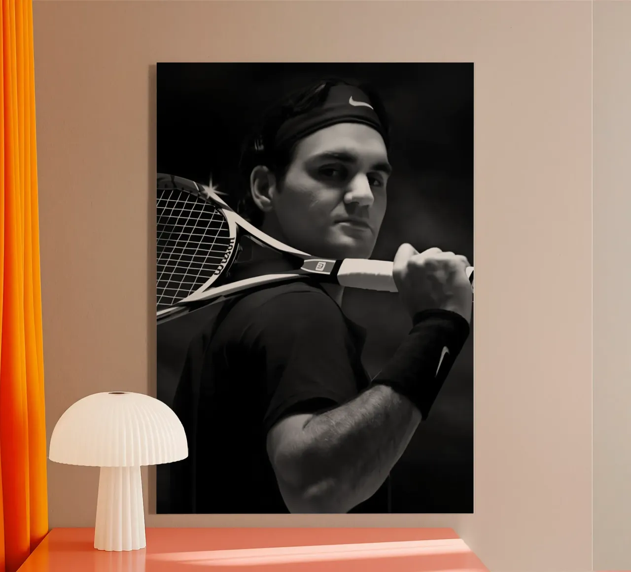 Roger Federer plexiglass da Black White Poster