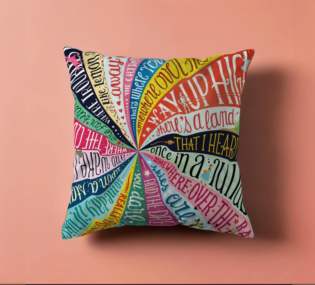 Over the Rainbow - Draw Me A Song Project decorative cushion by Nour Tohme