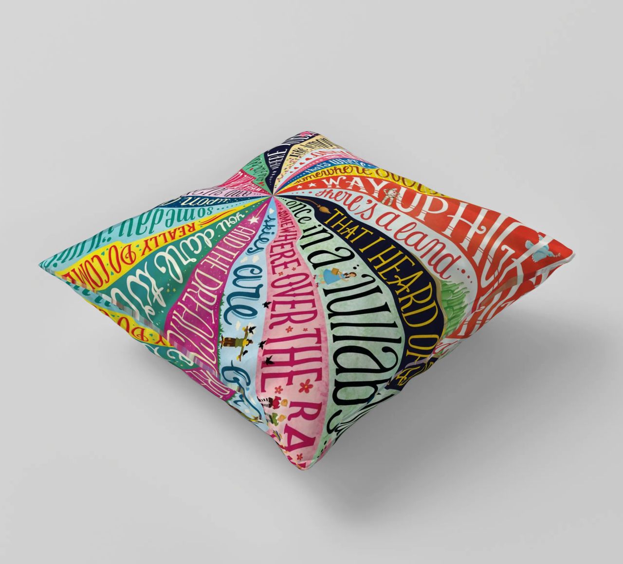 Over the Rainbow - Draw Me A Song Project decorative cushion by Nour Tohme