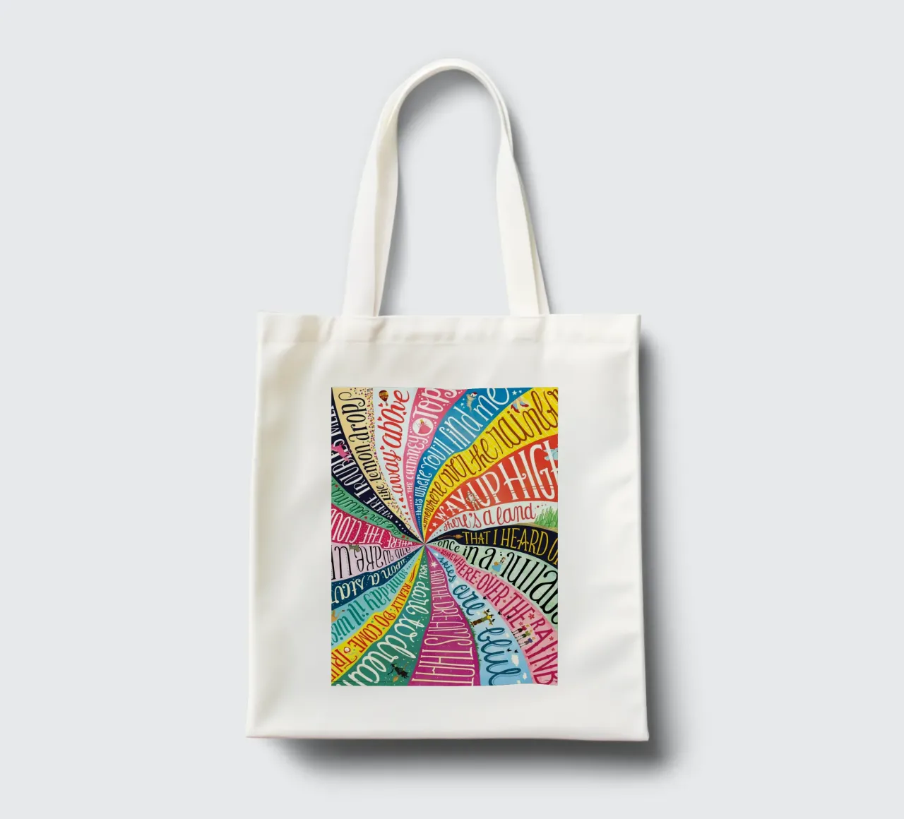 Over the Rainbow - Draw Me A Song Project borsa in juta da Nour Tohme
