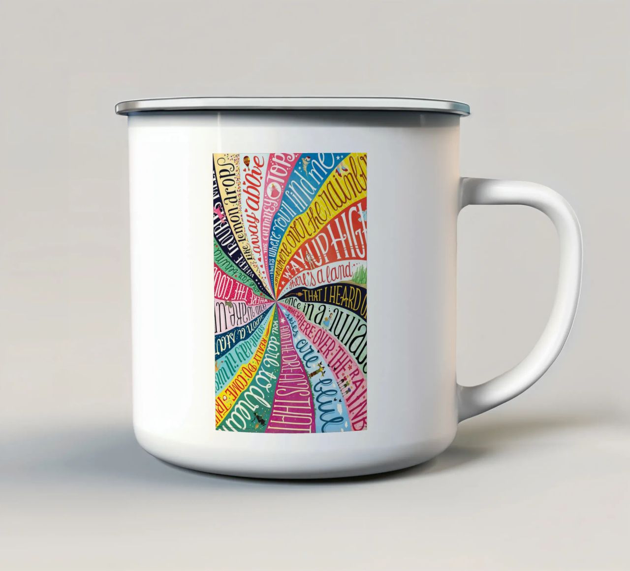 Over the Rainbow - Draw Me A Song Project enamel mug by Nour Tohme