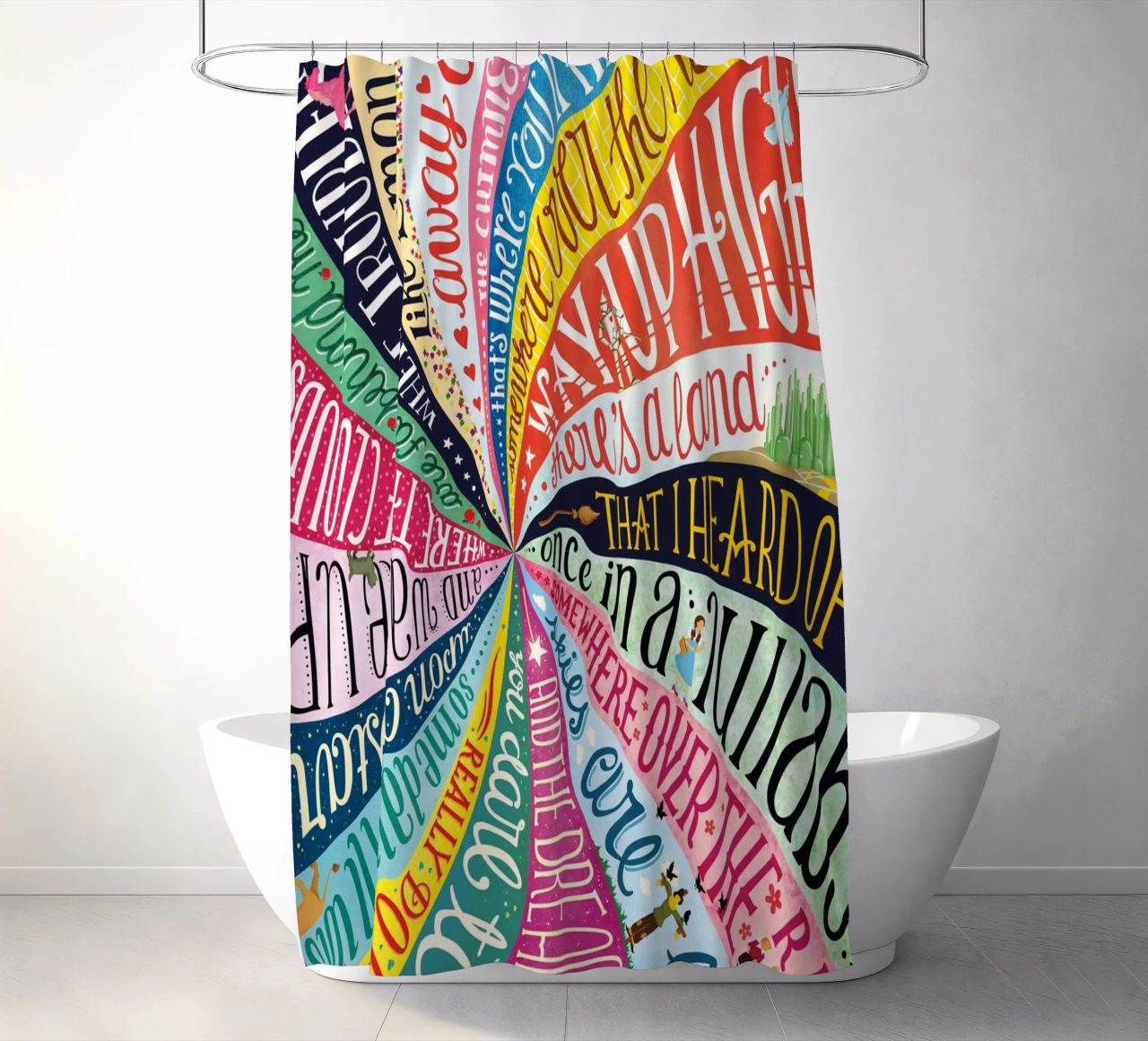 Over the Rainbow - Draw Me A Song Project Duschvorhang von Nour Tohme