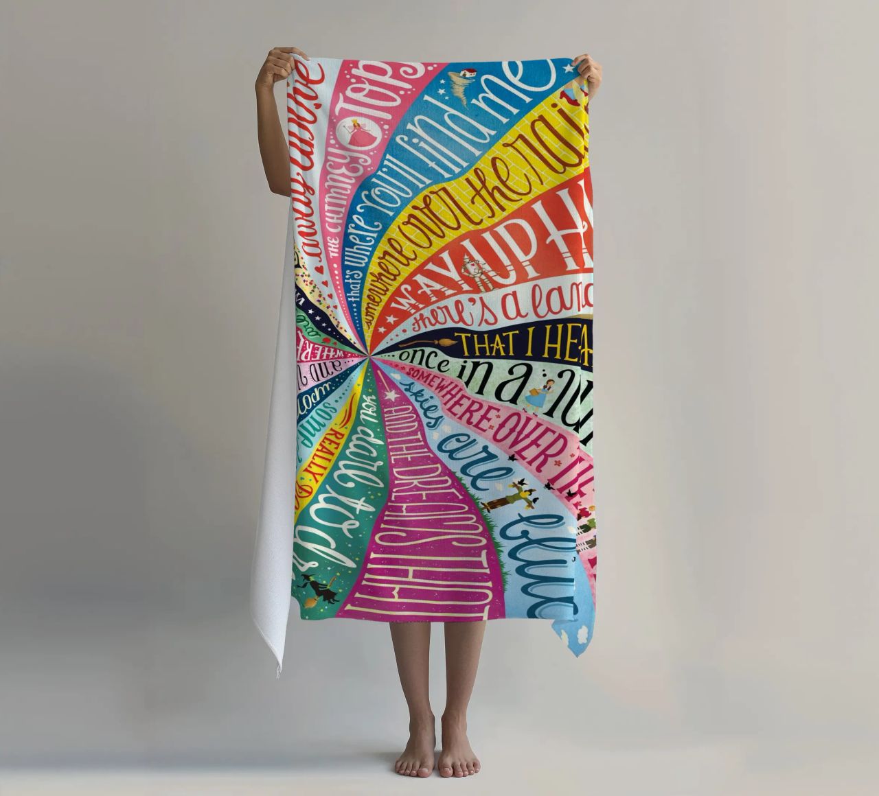 Over the Rainbow - Draw Me A Song Project beach towel by Nour Tohme
