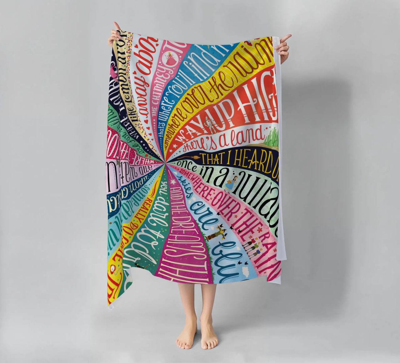 Over the Rainbow - Draw Me A Song Project beach towel by Nour Tohme